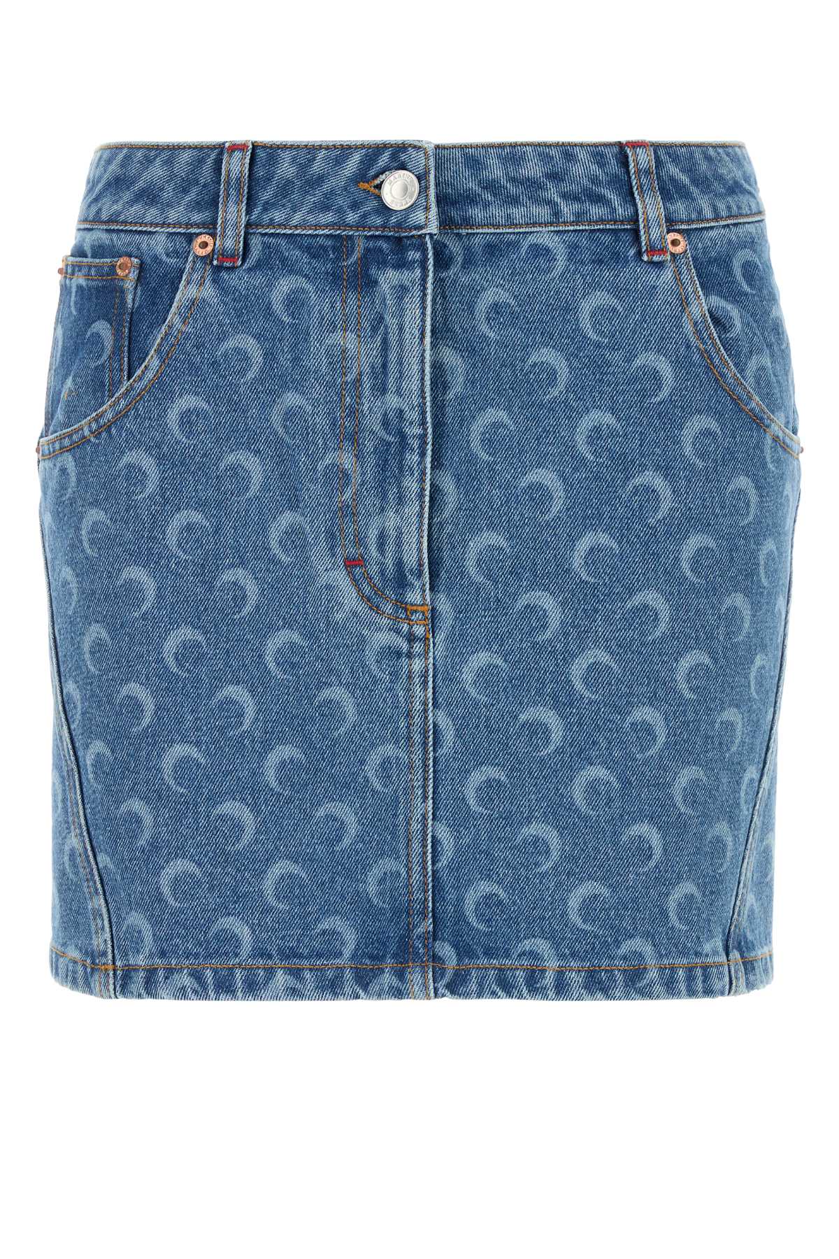 Printed Denim Mini Skirt