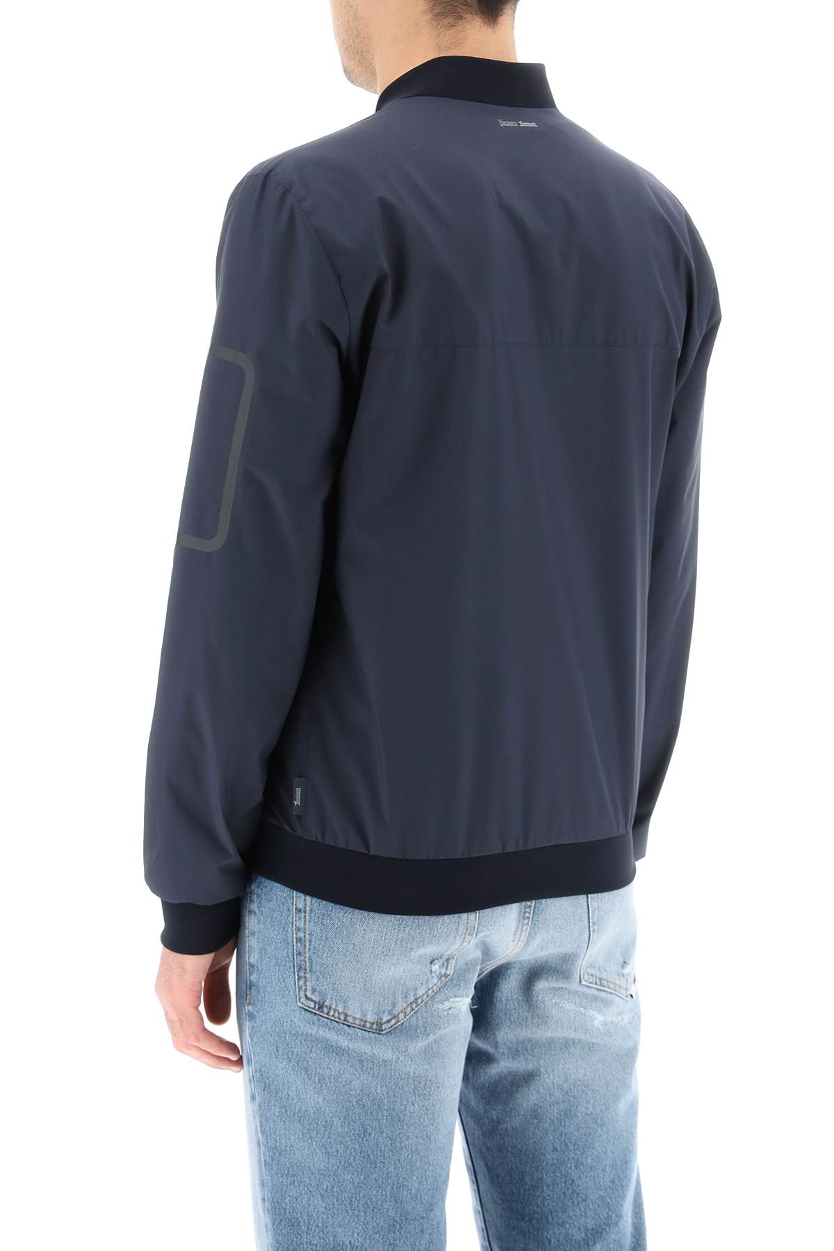 Shop Herno Bomber Jacket In Gore-tex Infinium In Blu