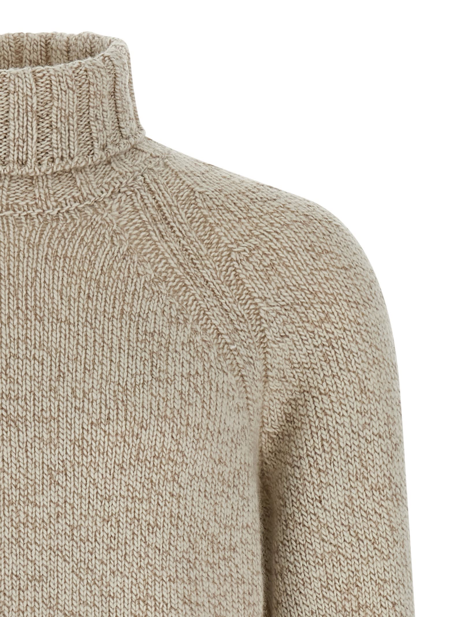 Zegna Cashmere Turtleneck Sweater Sweaters And Cardigans Beige In Neutral