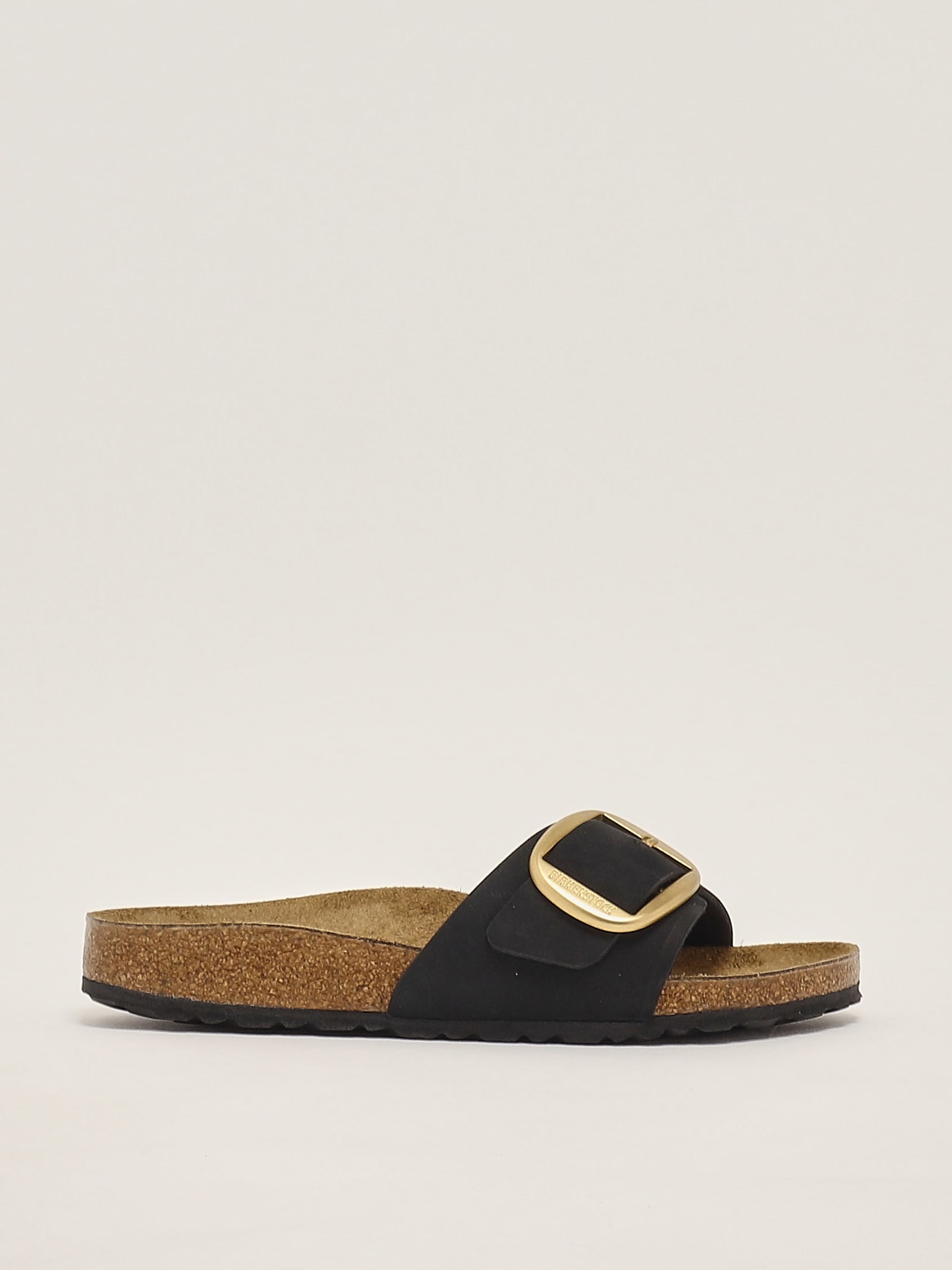 Birkenstock Madrid Big Buckle Nubuck Sandal In Black