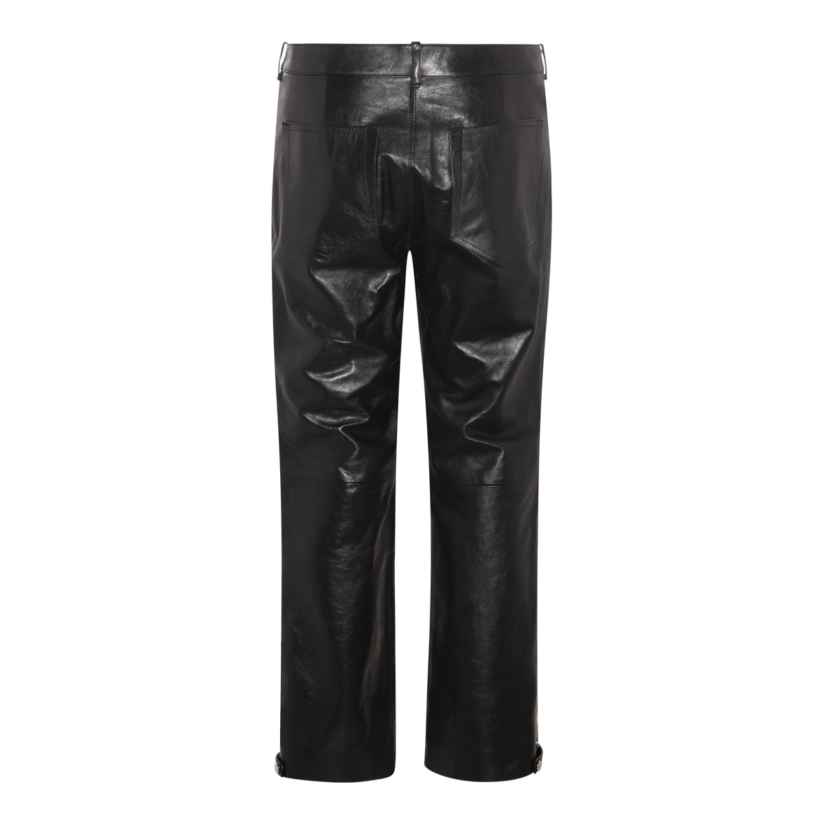 Shop Alexander Mcqueen Black Leather Biker Pants