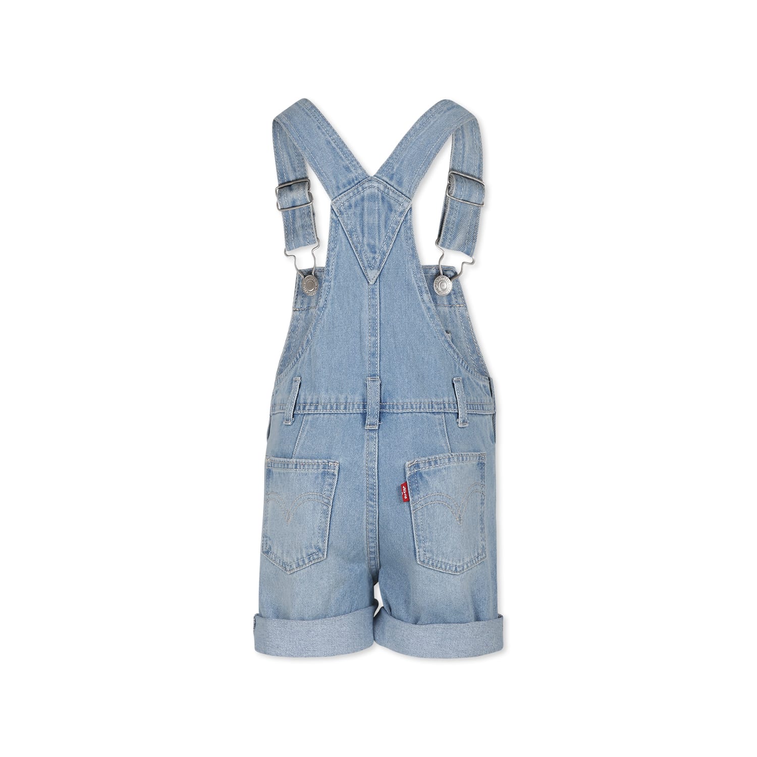 Shop Levi's Blue Dungarees For Girl With Logo In Denim