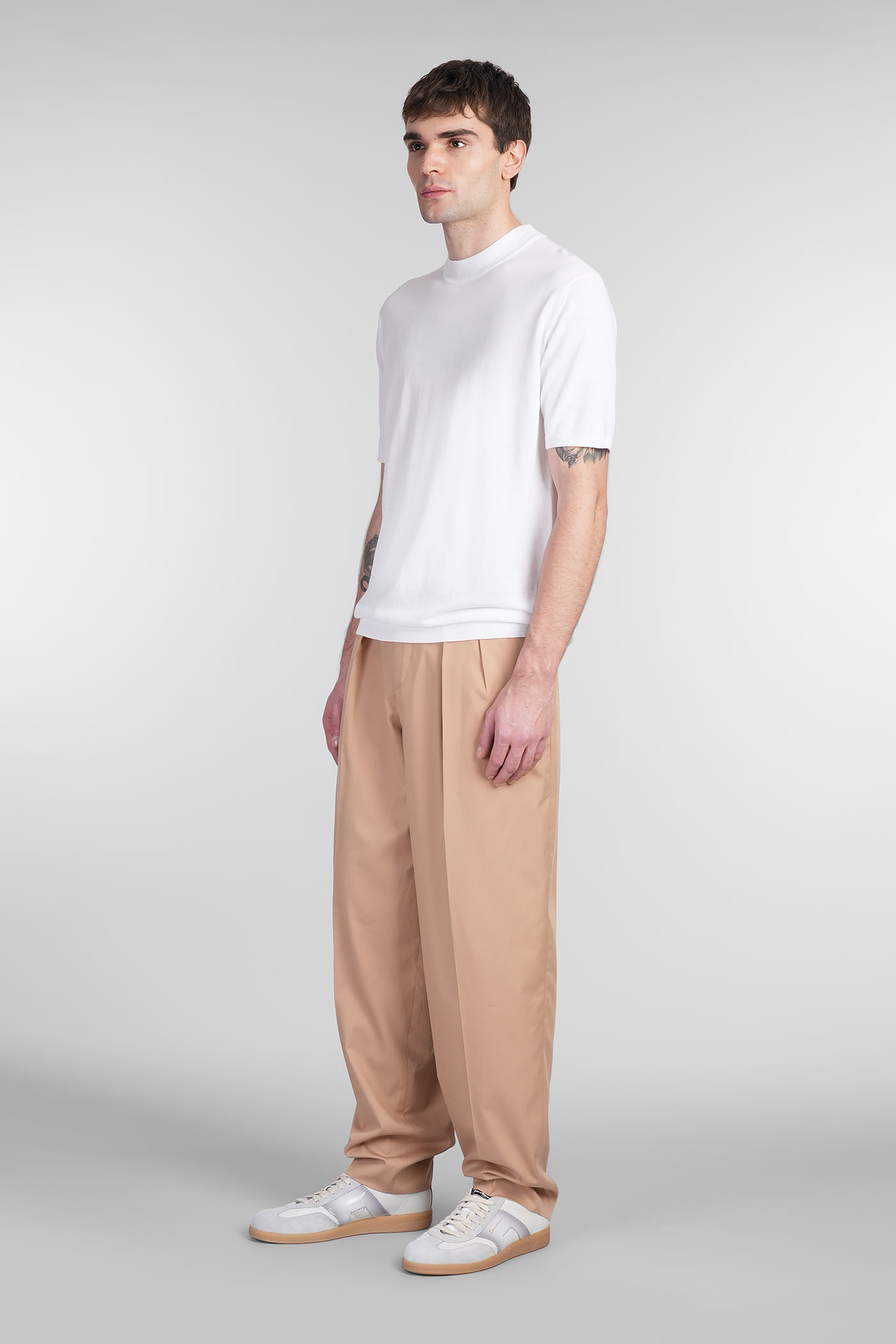 Pt Torino Sd65 Pants In Camel Wool And Polyester In Camel
