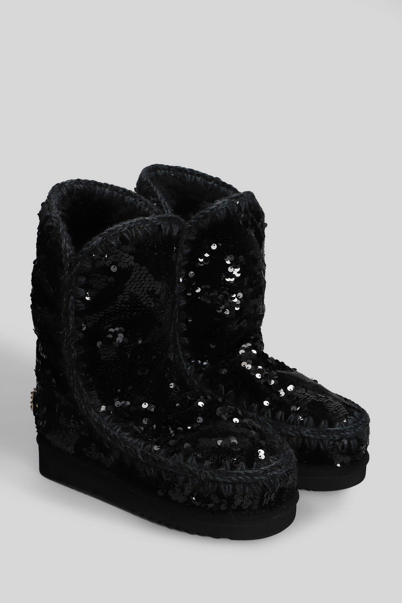 Mou Eskimo 24 Low Heels Ankle Boots In Black Suede In Black