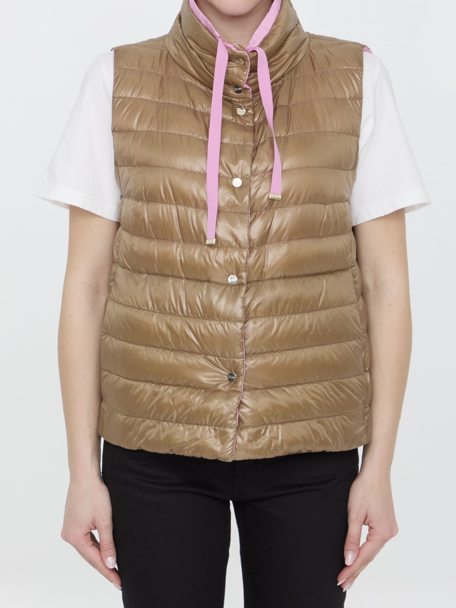 Shop Herno Hooded Padded Vest In C