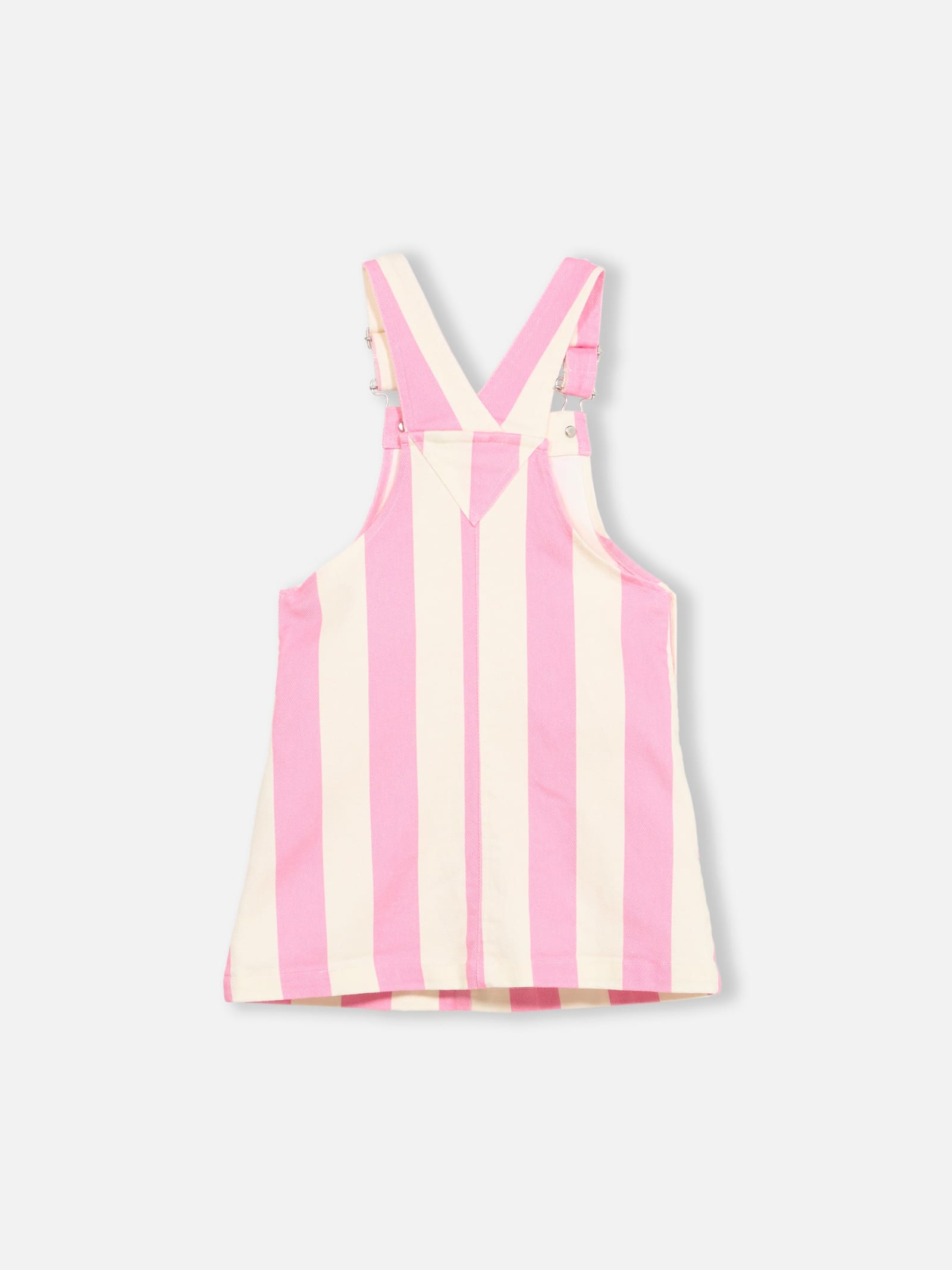 Shop Mc2 Saint Barth Girl Pink Striped Denim Short Overall Tecla Jr
