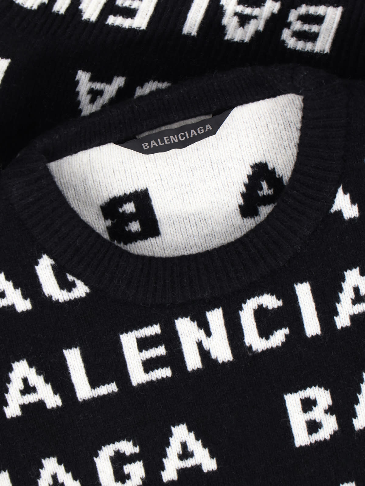 Shop Balenciaga All-over Logo Sweater In Black