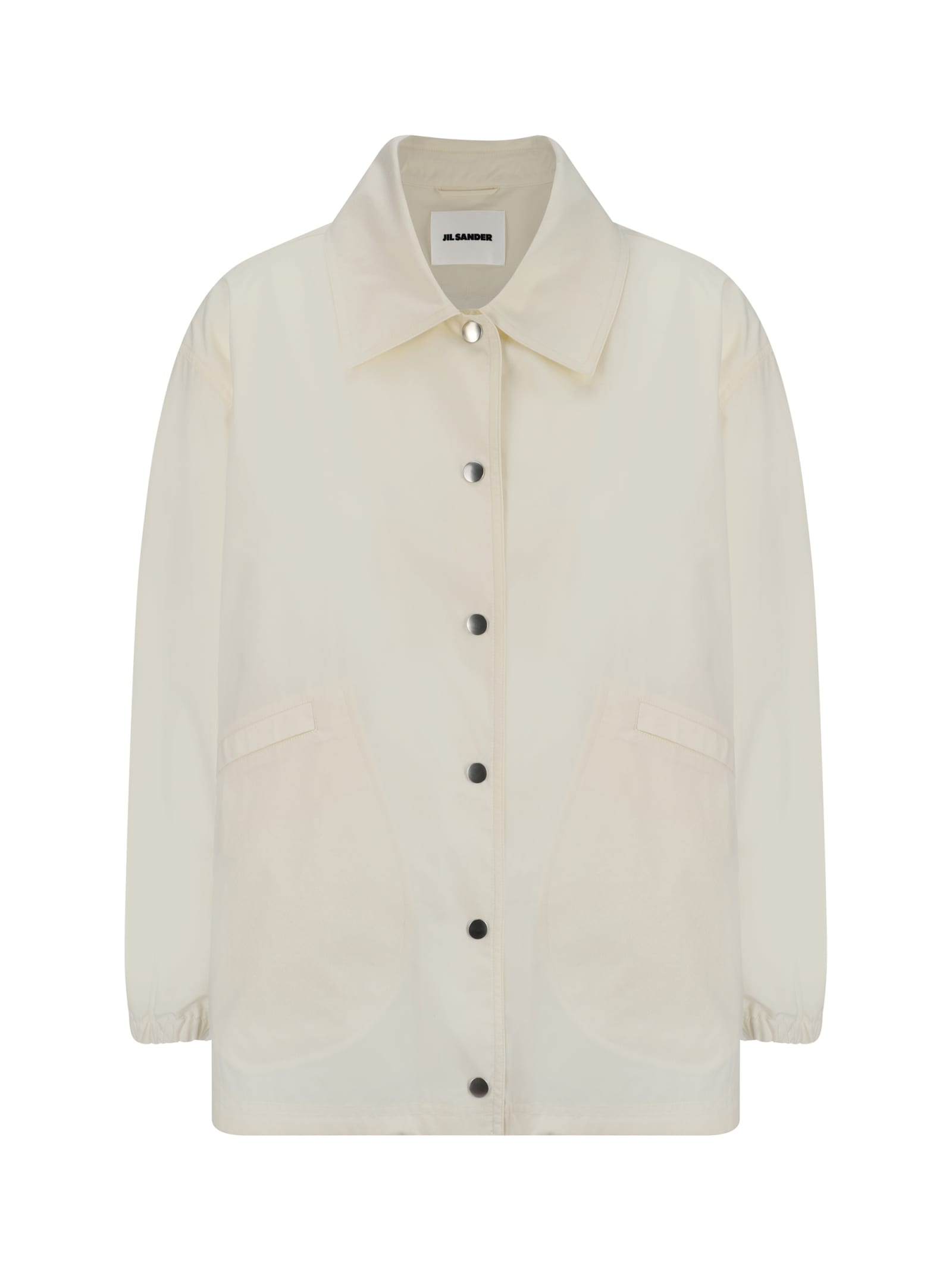 Jil Sander Beige Logo-print Cotton Shirt Jacket In Natural