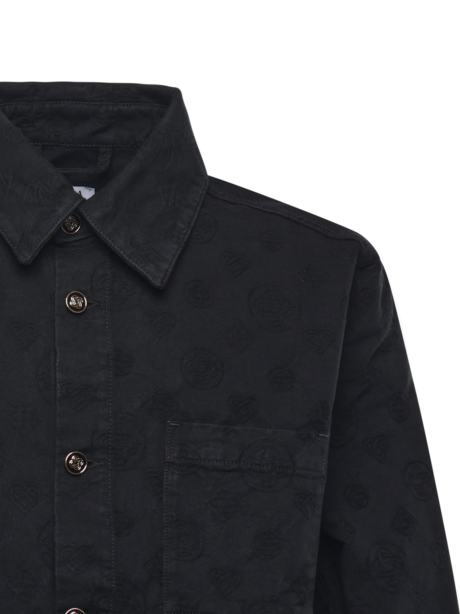 Casablanca Monogram Denim Shirt In Black