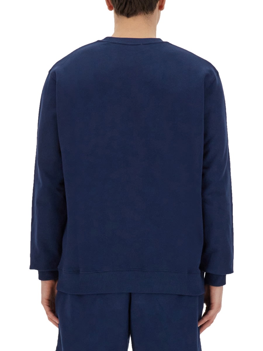Shop Msgm Sweatshirt With Brushed Logo In Blue