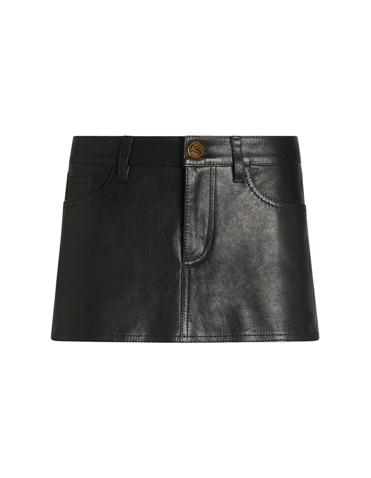 Shop Etro Black Nappa Mini Skirt