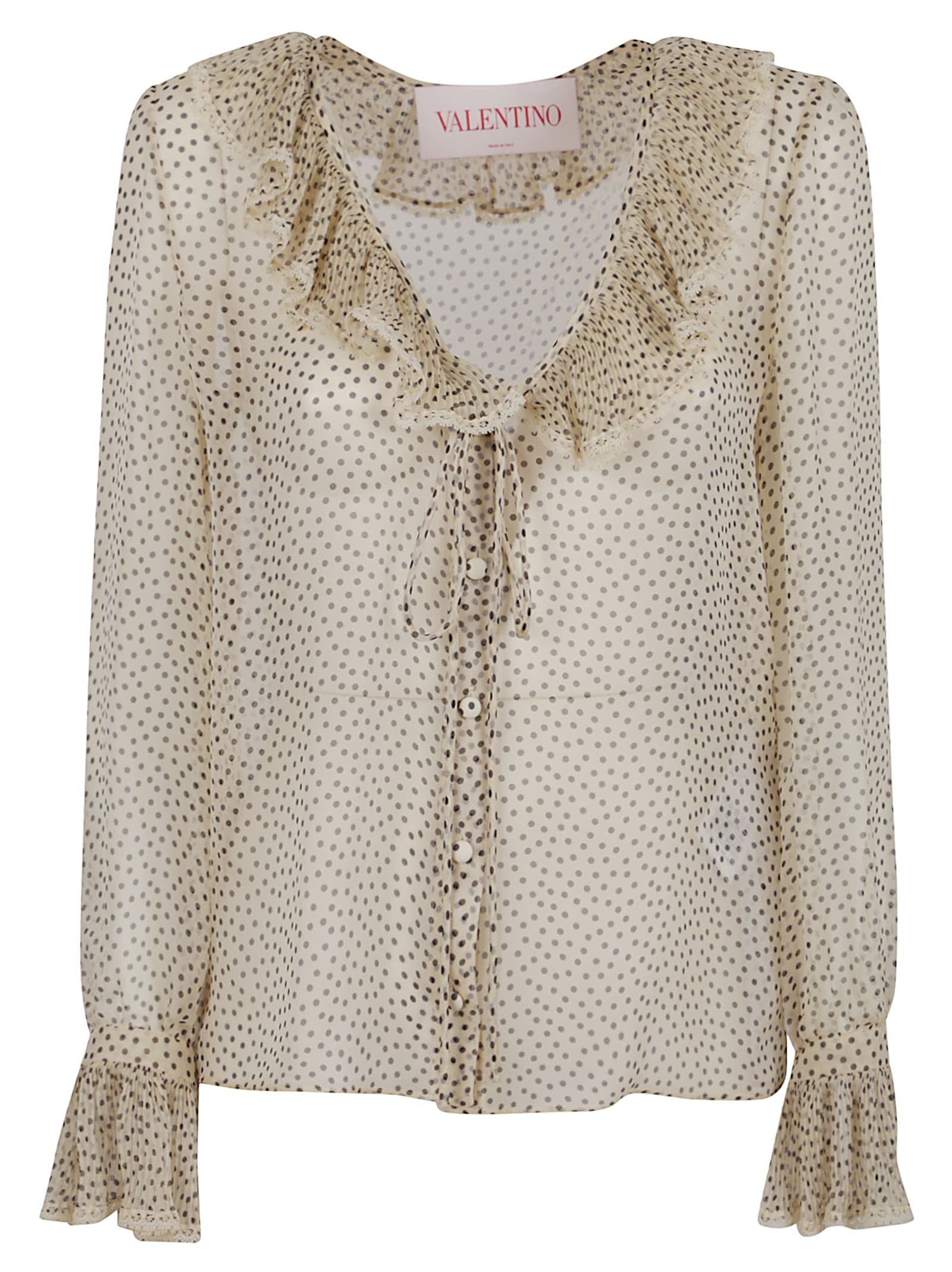 Valentino Polka Dot Printed Ruffled Top