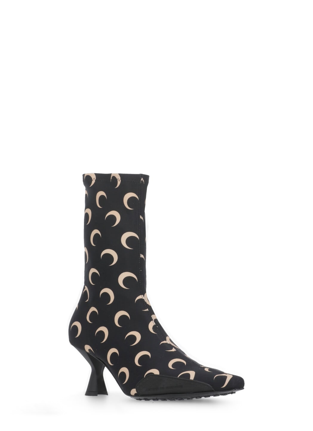 Marine Serre Ankle-height Pointed Boots With Crescent Heel Detail In Black