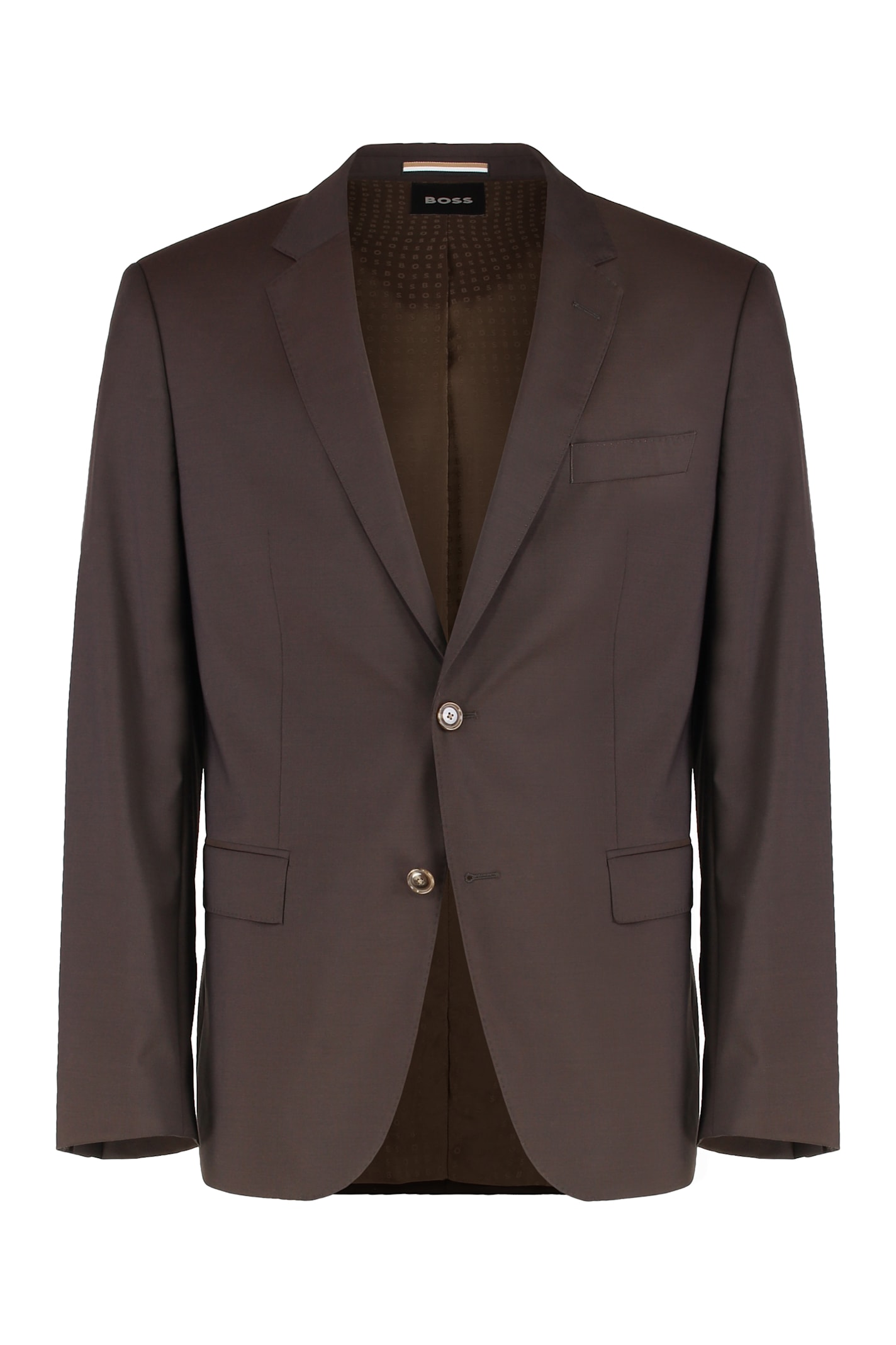 Hugo Boss Boss Virgin Wool Two-pieces Suit In Brown
