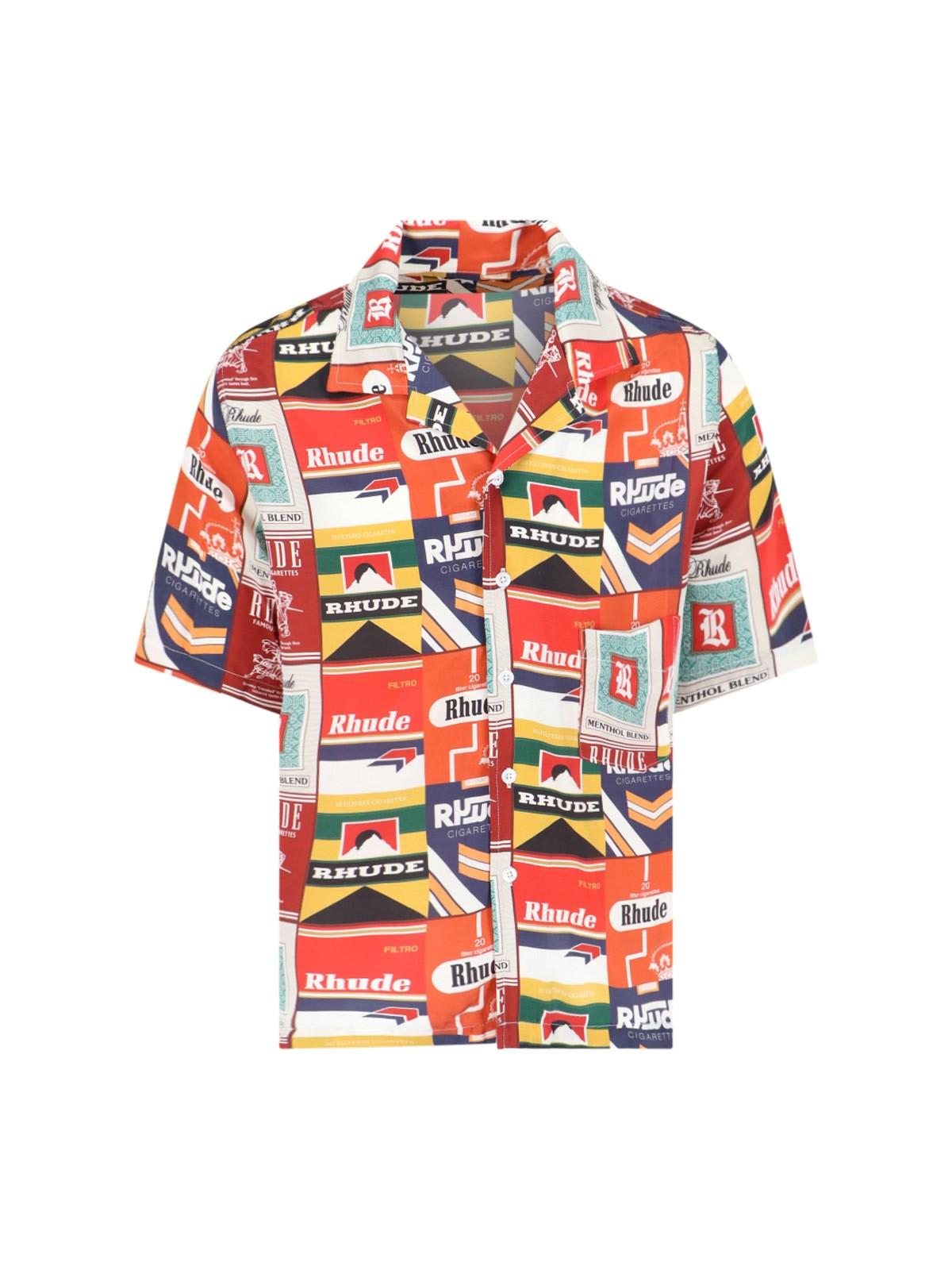 Shop Rhude Printed Shirt In Red