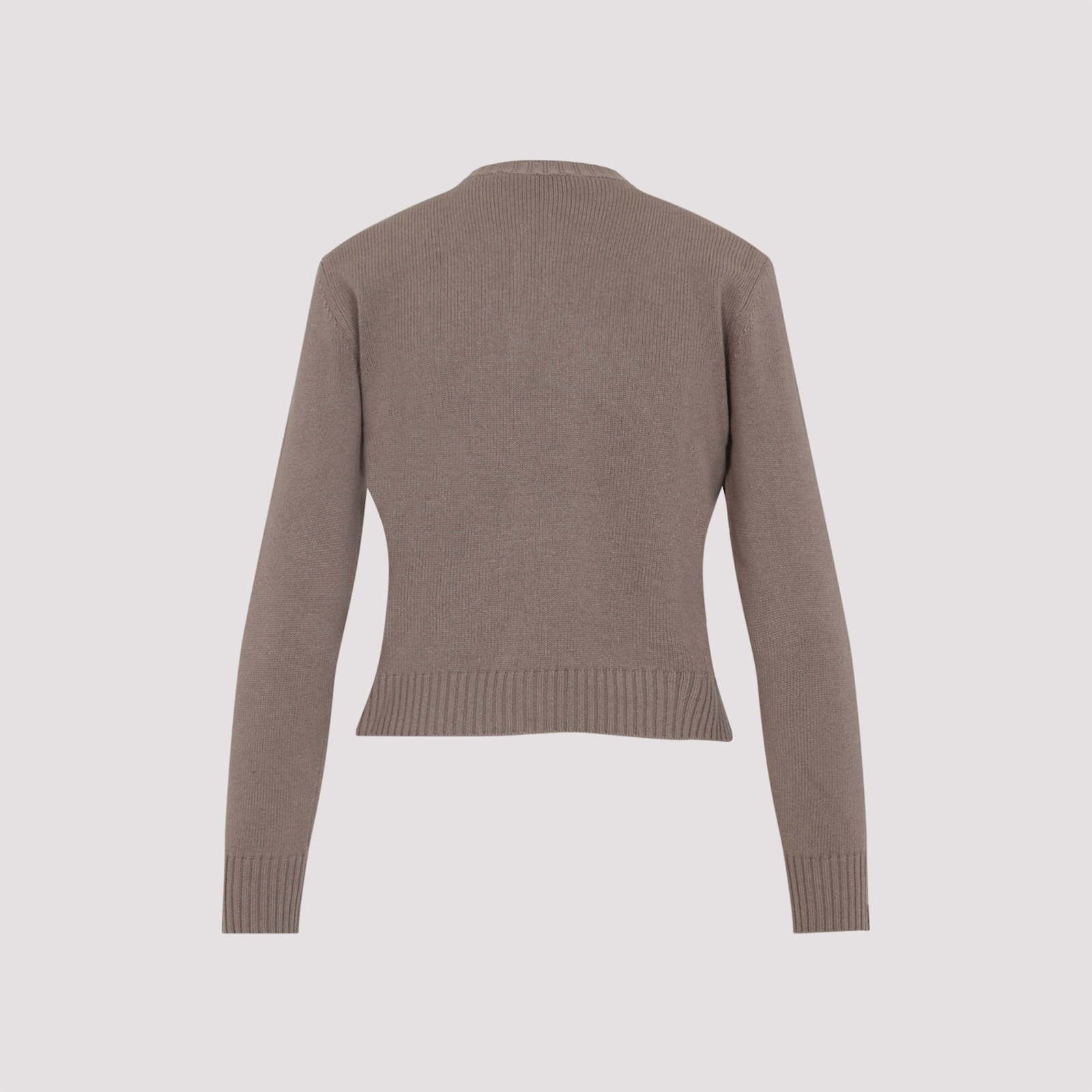 Fabiana Filippi Wool Blend Crew Neck Jacket With Embellished Placket In Brown