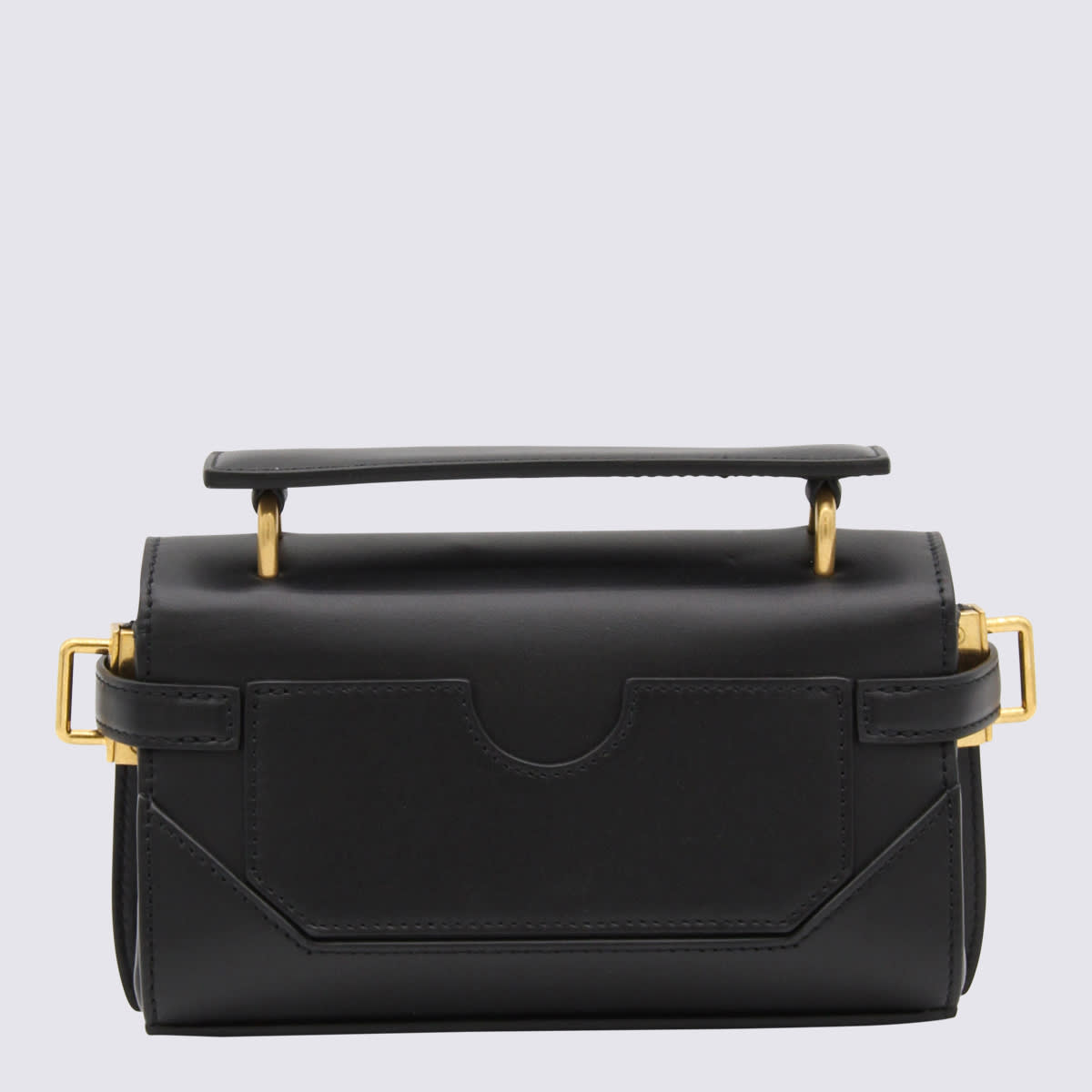 Shop Balmain Black Leather Shoulder Bag