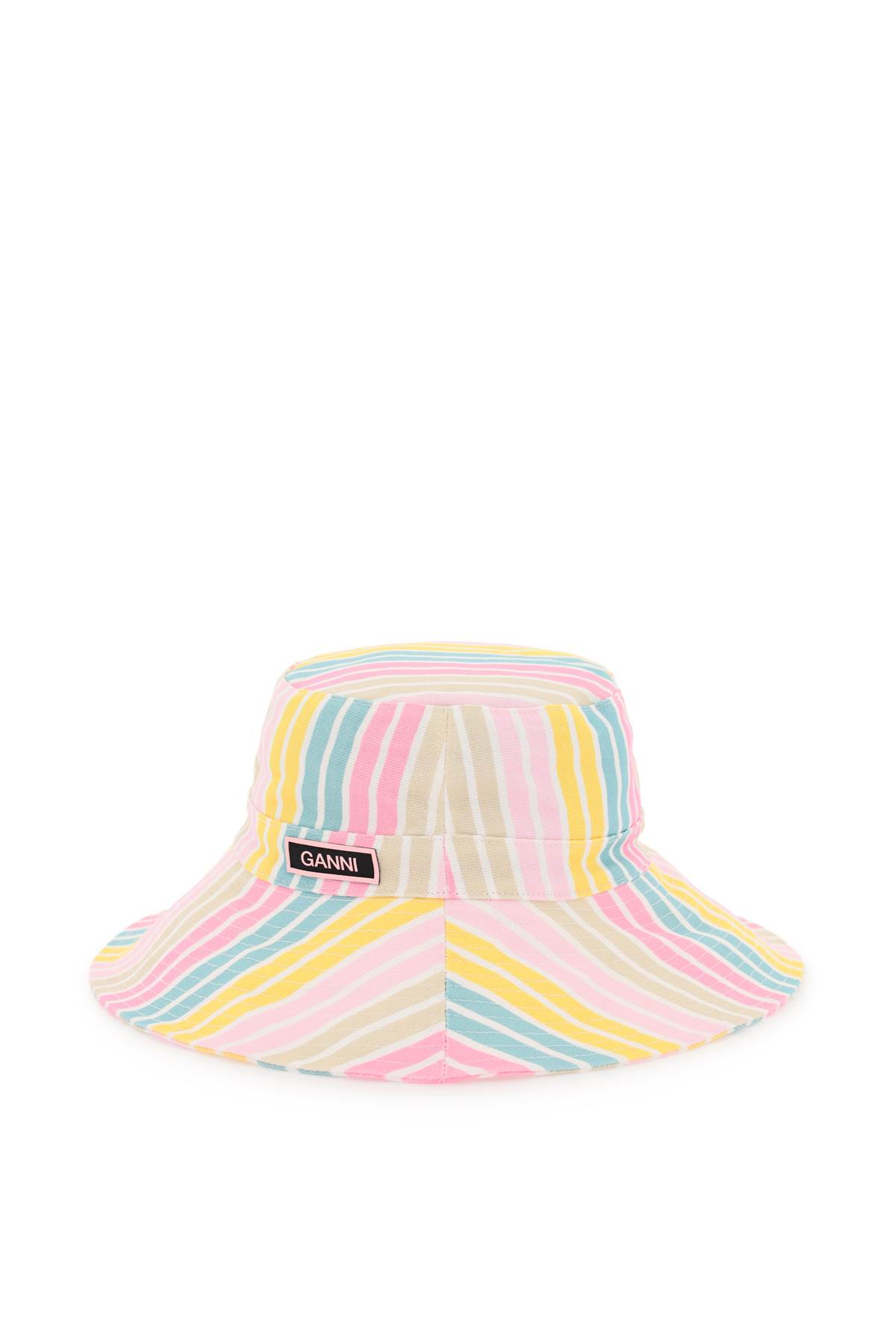 Shop Ganni Stripe Bucket Hat In Multicolour
