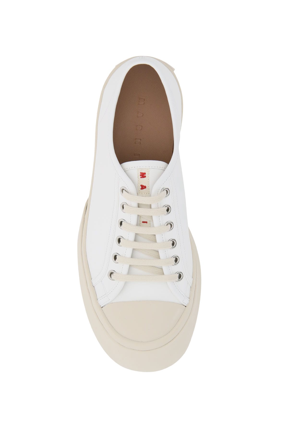 Shop Marni Pablo Leather Sneakers In White