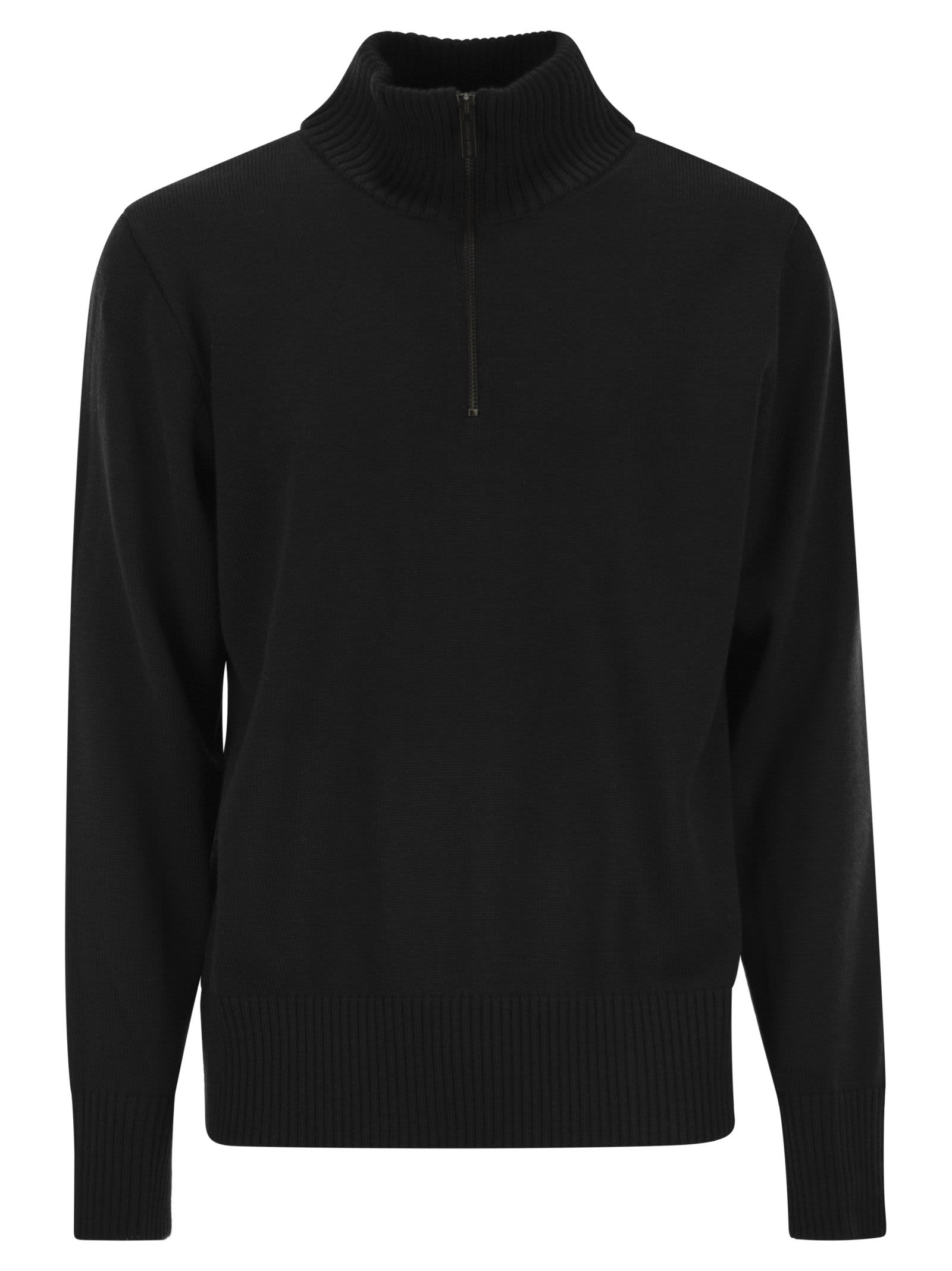 1/4 Zip Rosseau Black Wool Sweatshirt