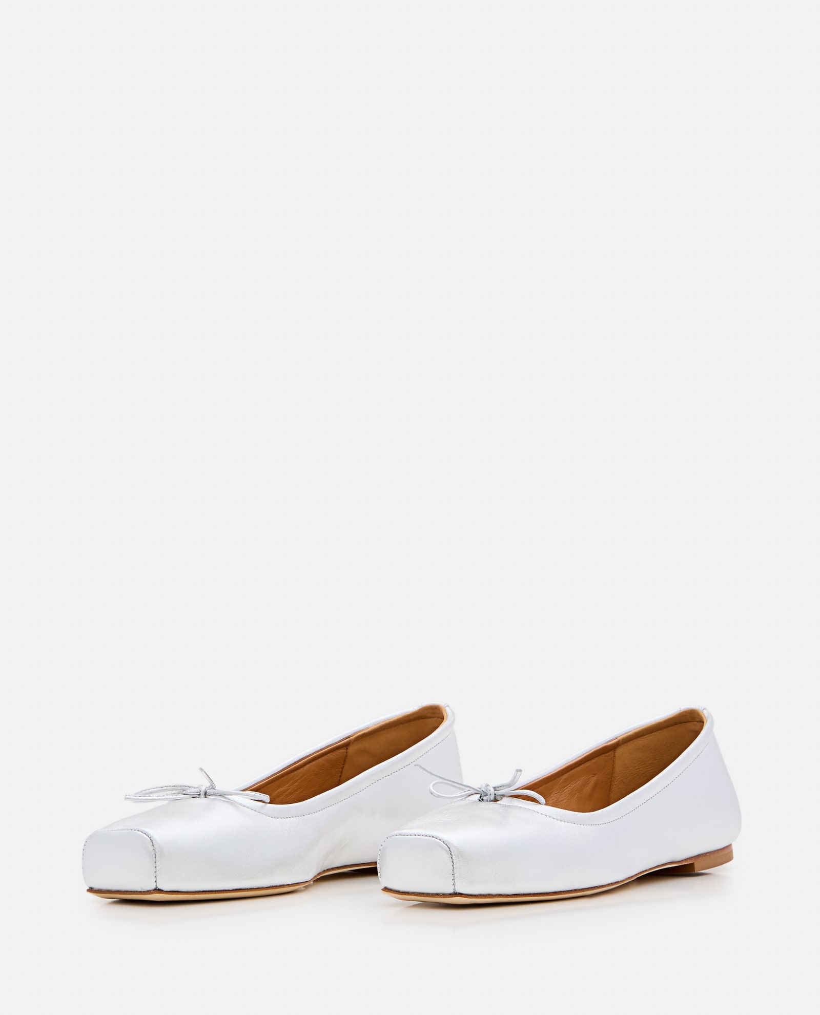 Shop Aeyde Gabriella Laminated Nappa Leather Ballet Flat In Silver