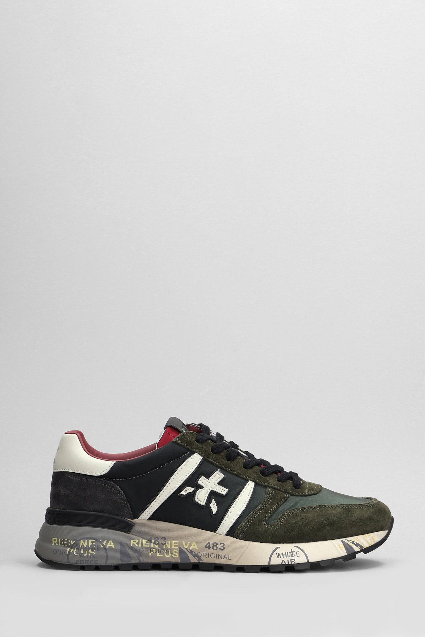 PREMIATA LANDER SNEAKERS IN GREEN SUEDE AND FABRIC 