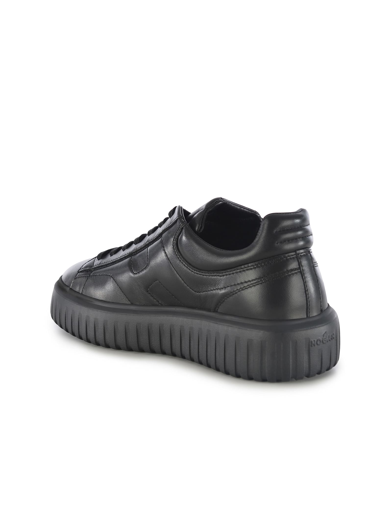 Shop Hogan Snekers  H-stripes Made Of Leather In Black