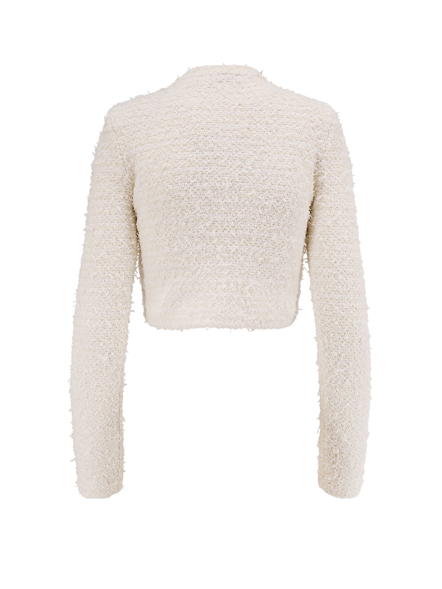 Self-portrait Cream Textured Knit Sweaters And Cardigans White In White