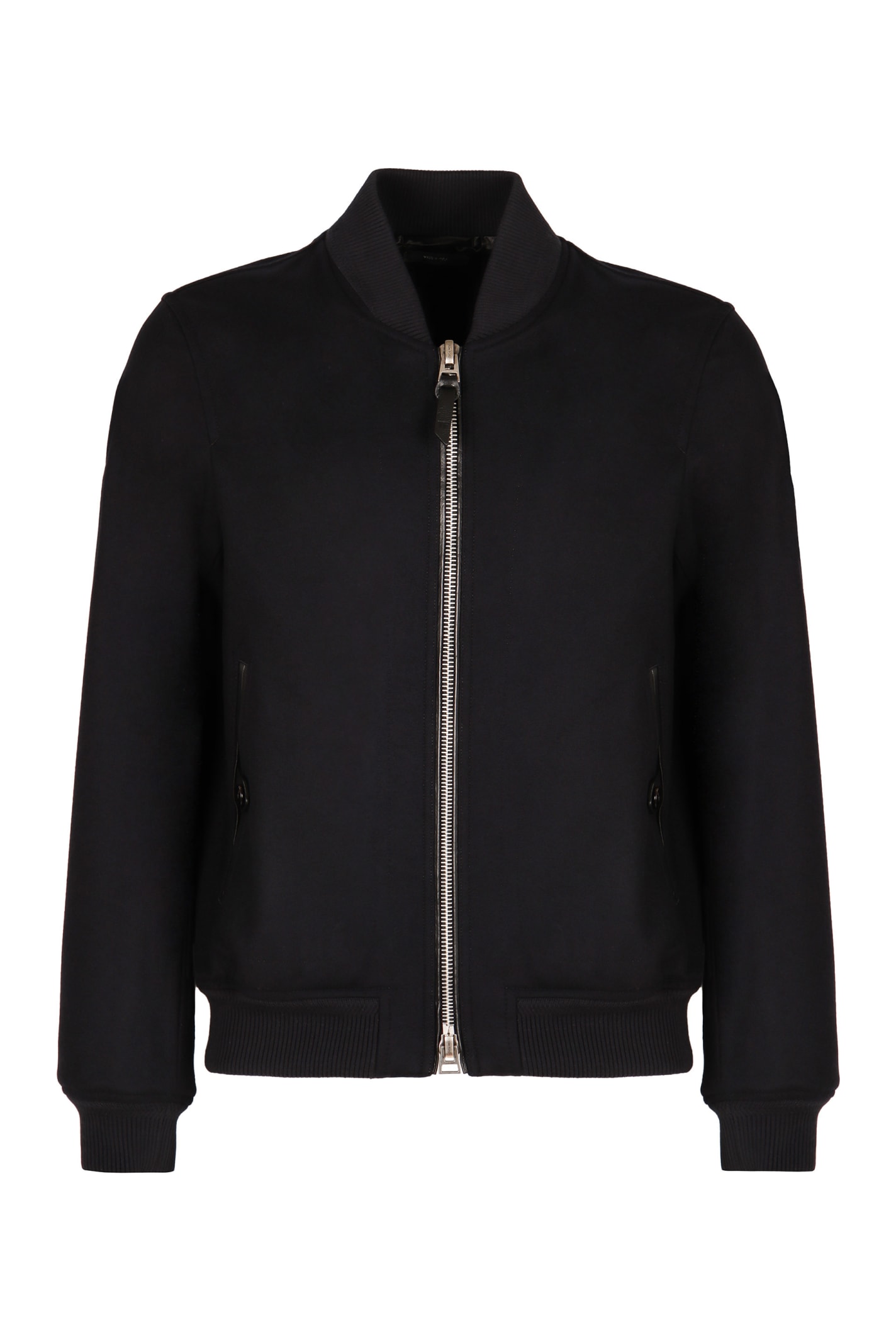 Shop Tom Ford Wool Bomber Jacket In Blue