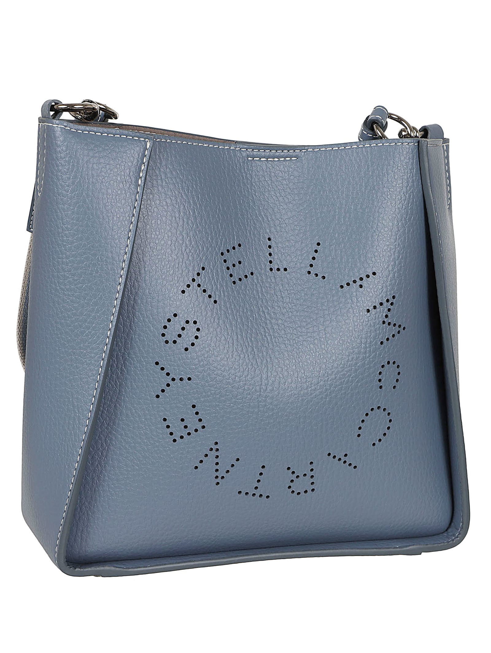 Shop Stella Mccartney Mini Crossbody Bag Embossed Grainy Mat In Blue Grey