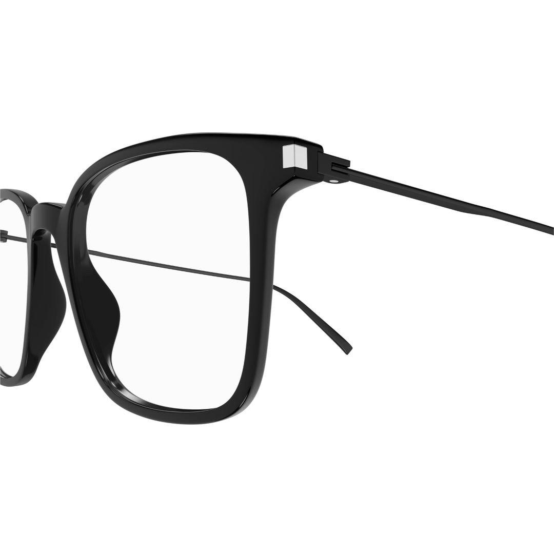 Saint Laurent Square Frame Glasses In 001 Black Black Transpare