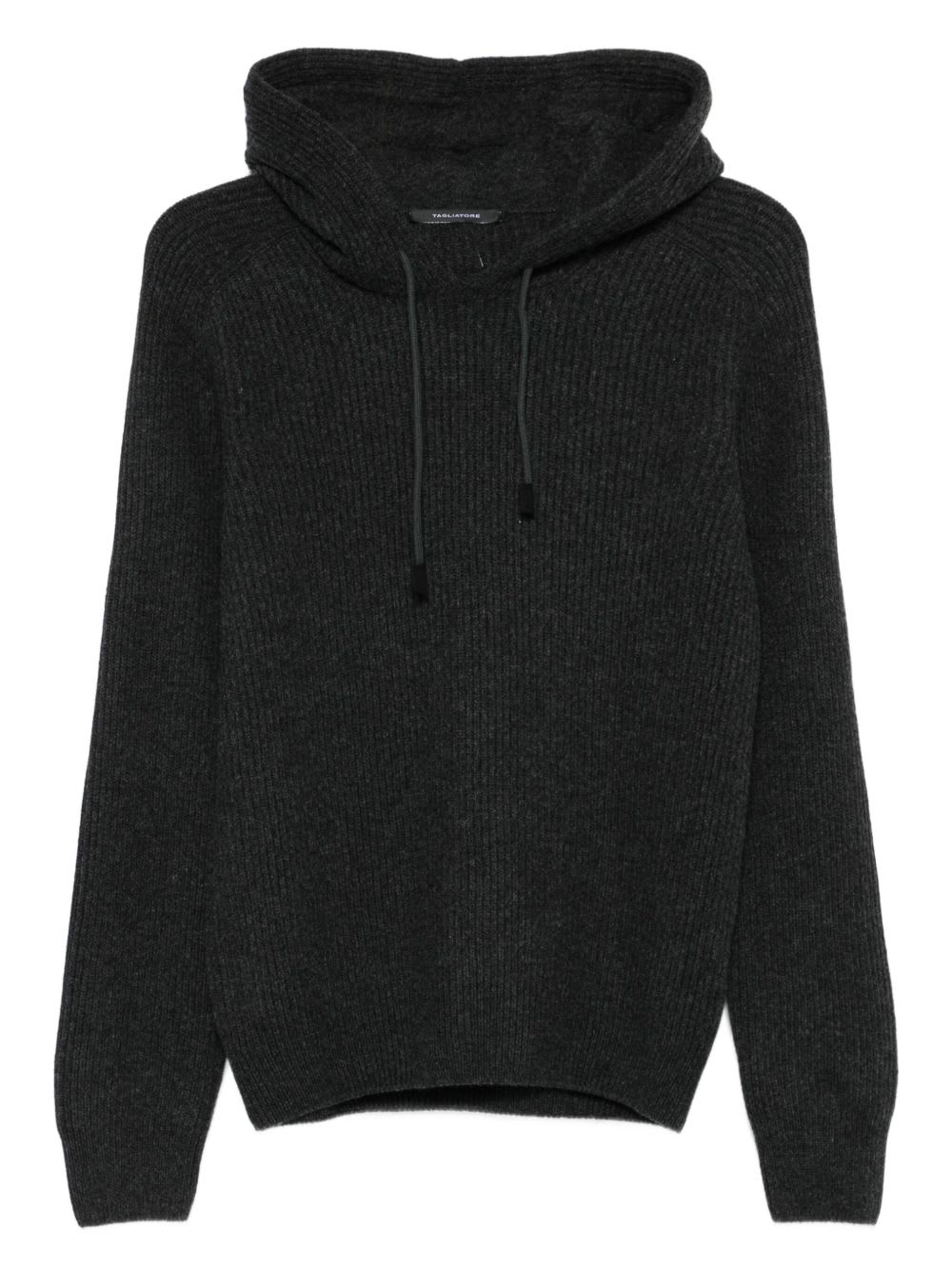 Tagliatore Dark Gray Ribbed Hooded Sweater In Gray