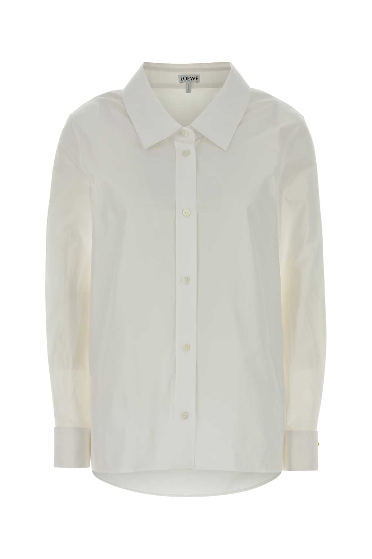 Loewe Long Sleeve Poplin Shirt With Back Pleat In White
