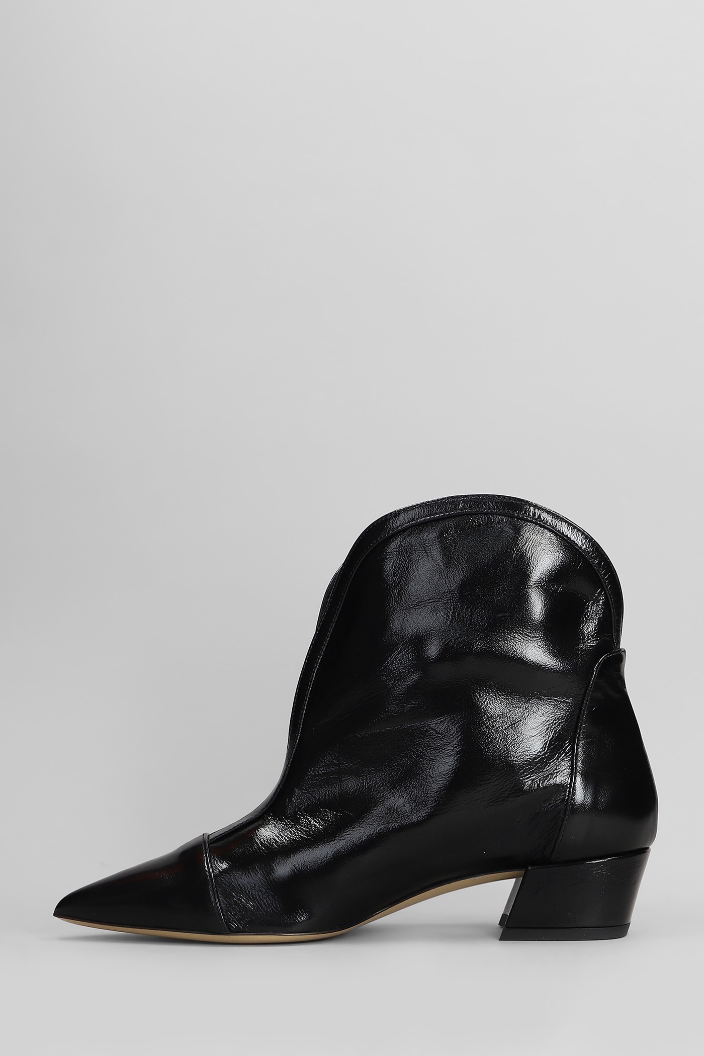 Alchimia High Heels Ankle Boots In Black Leather In Black