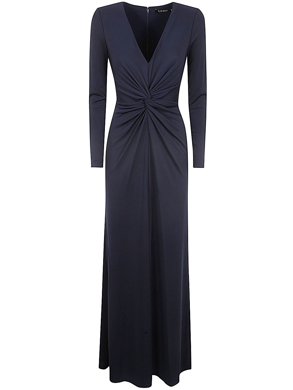 Shop Ralph Lauren Nadira Long Sleeve Gown In Lightouse Navy