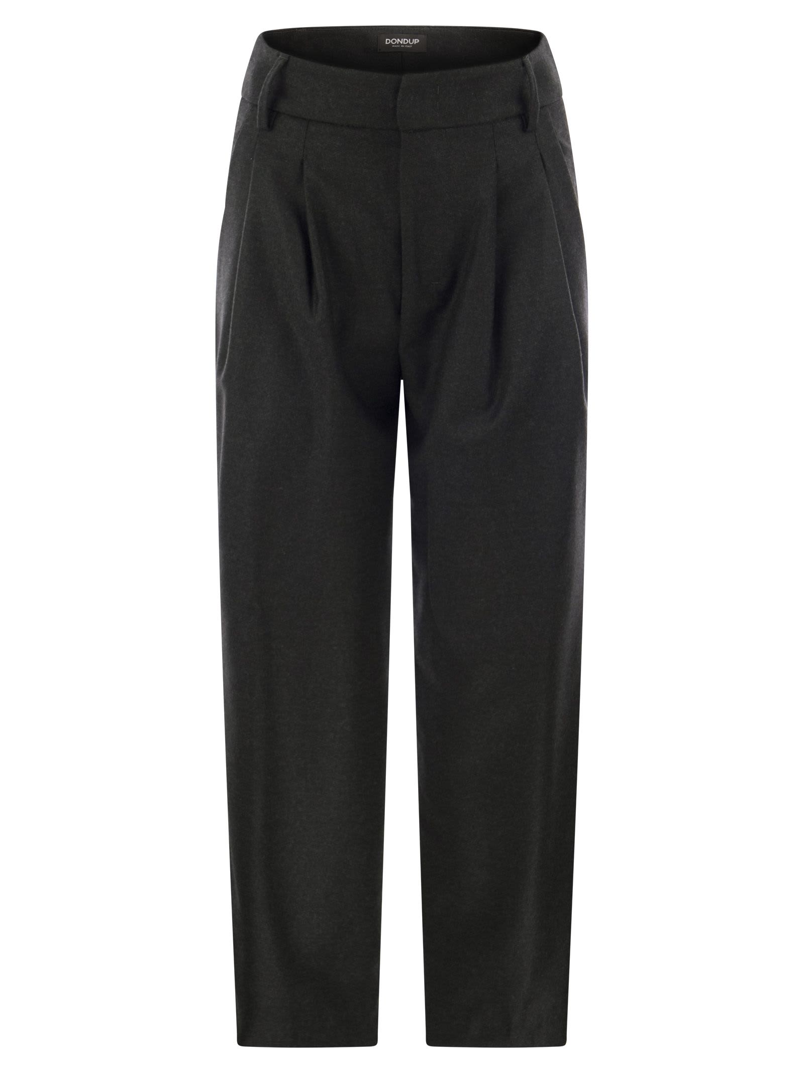 Shop Dondup Sheryl - Loose Flannel Trousers In Black