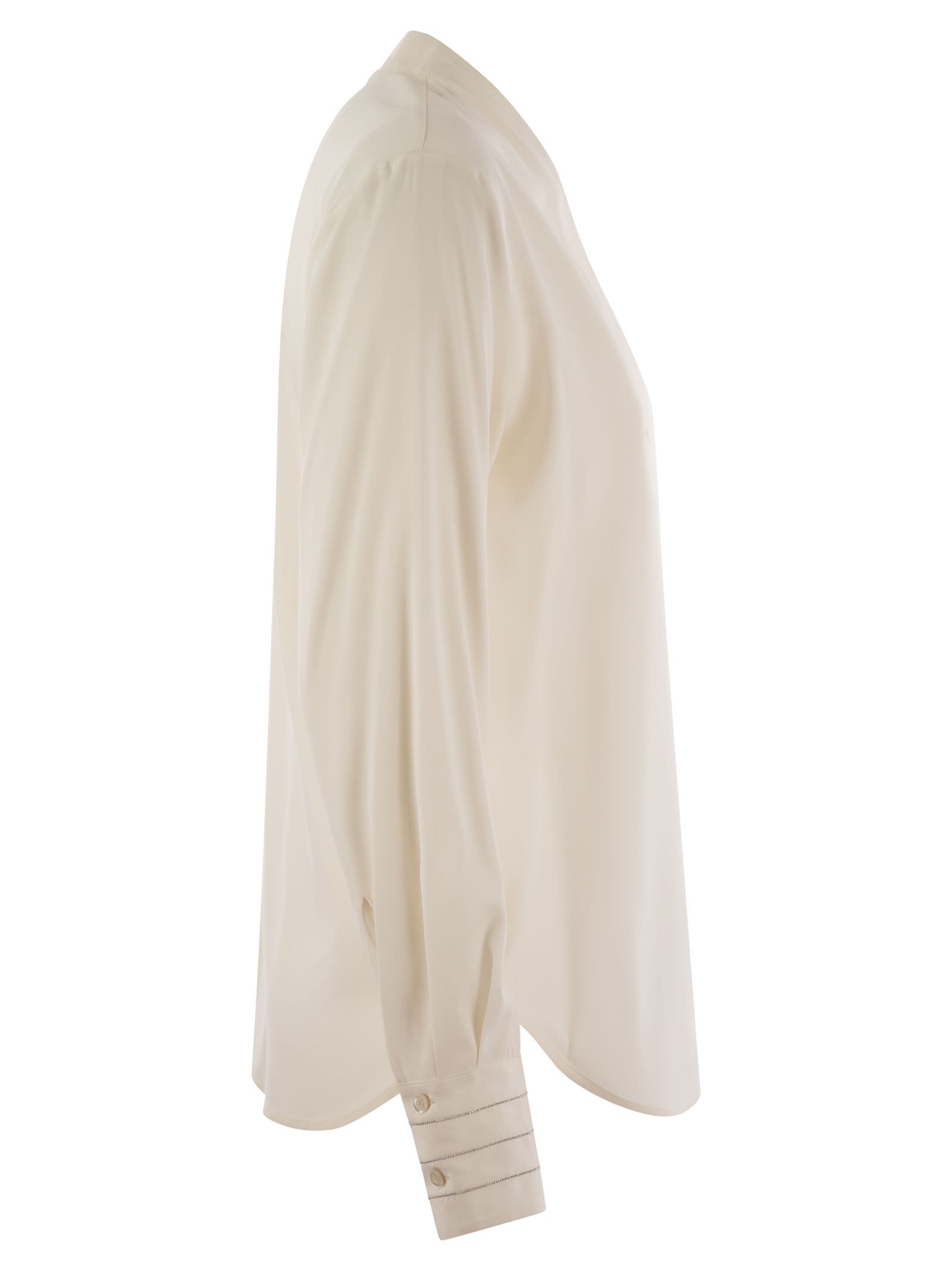 Peserico Silk Crepe Shirt In Pearl