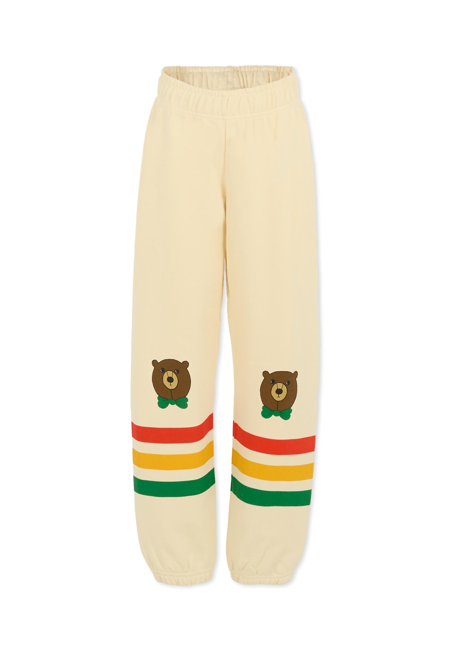 Mini Rodini Ivory Trousers For Kids With Bear In White