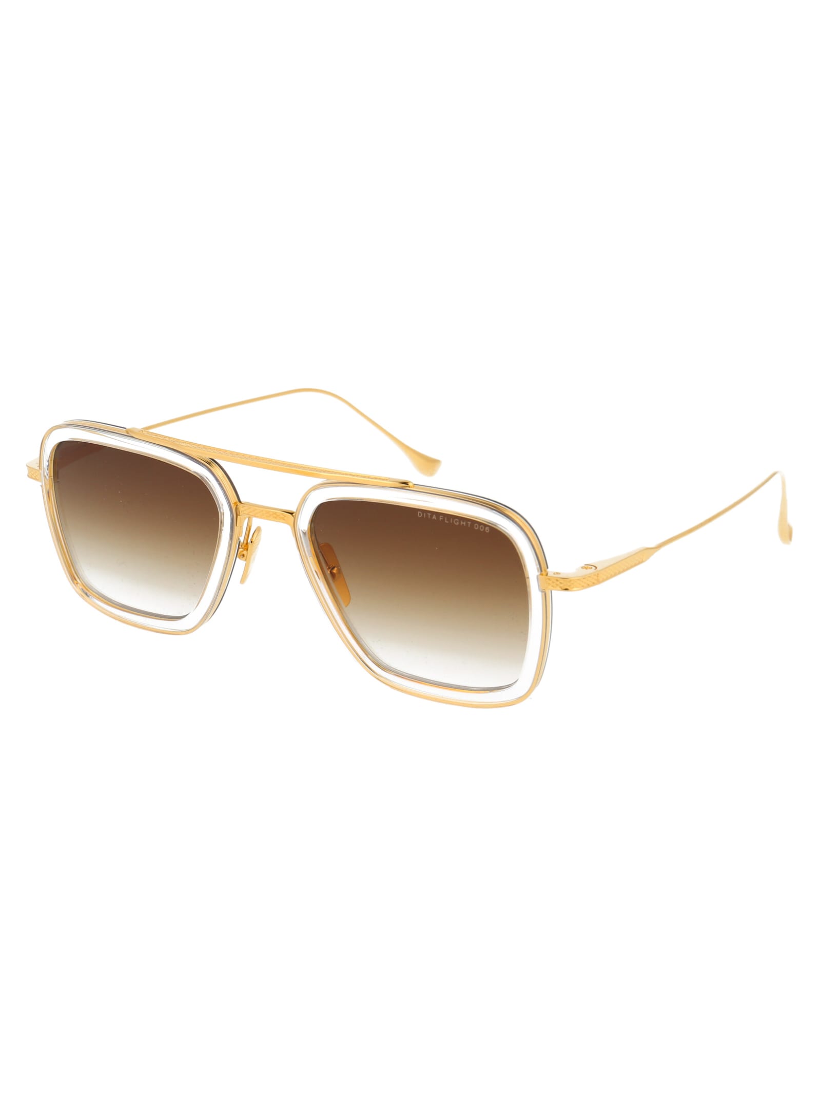 Shop Dita Flight.006 Sunglasses In Clear Crystal - Yellow Gold Gradient