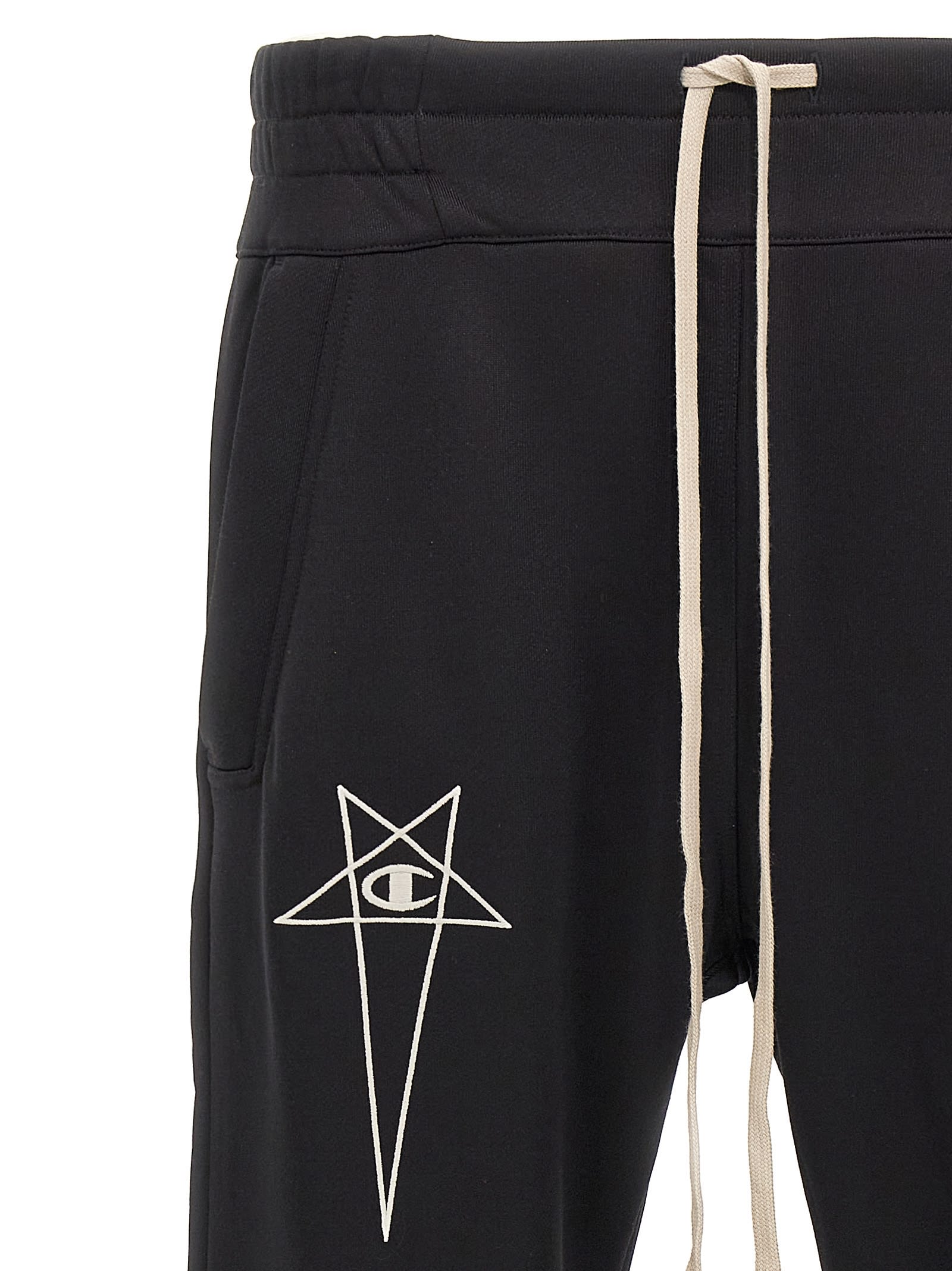 Rick Owens Black Champion Edition Prisoner Drawstring Sweatpants