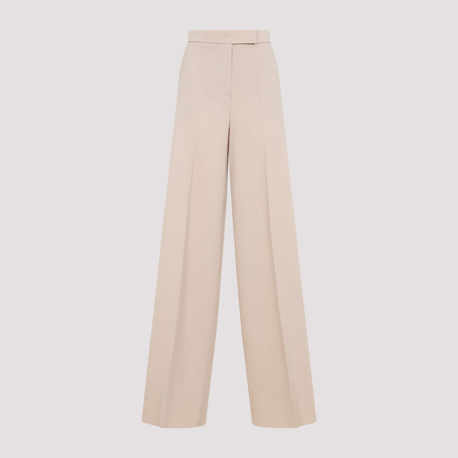 Max Mara High-waisted Wide-leg Trousers With Sharp Pleats In Albino