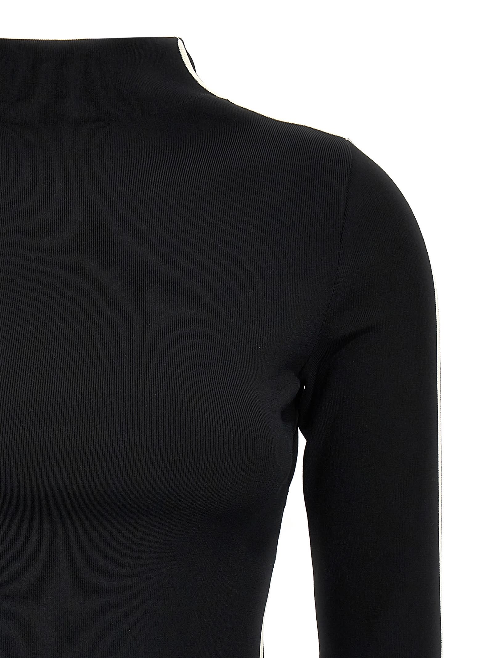 Sportmax Sleeveless Top With Contrast Trim And Cut-out Detailing In White/black