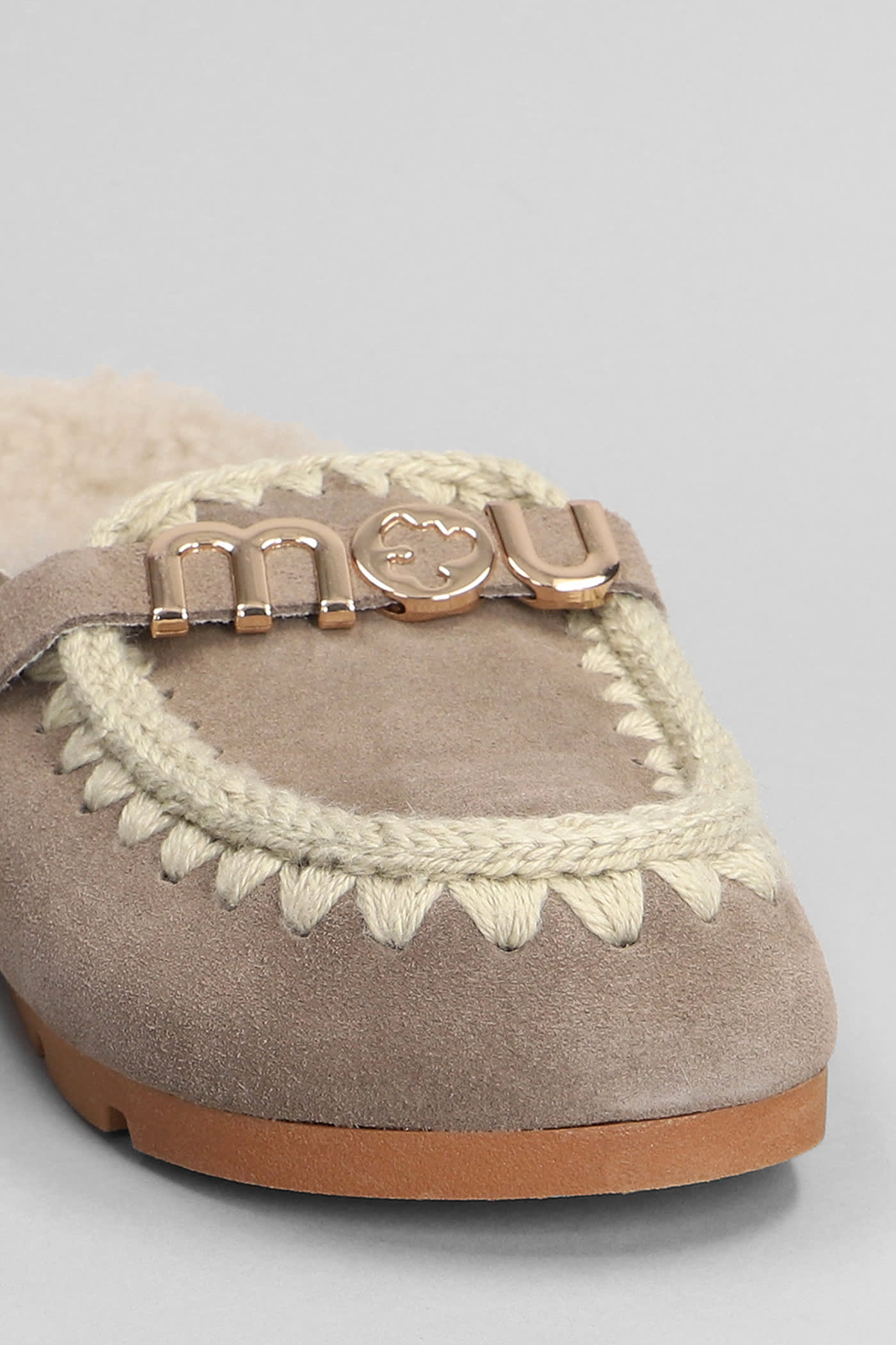 Mou Winter Bio Slide Slipper-mule In Grey Suede In Neutral
