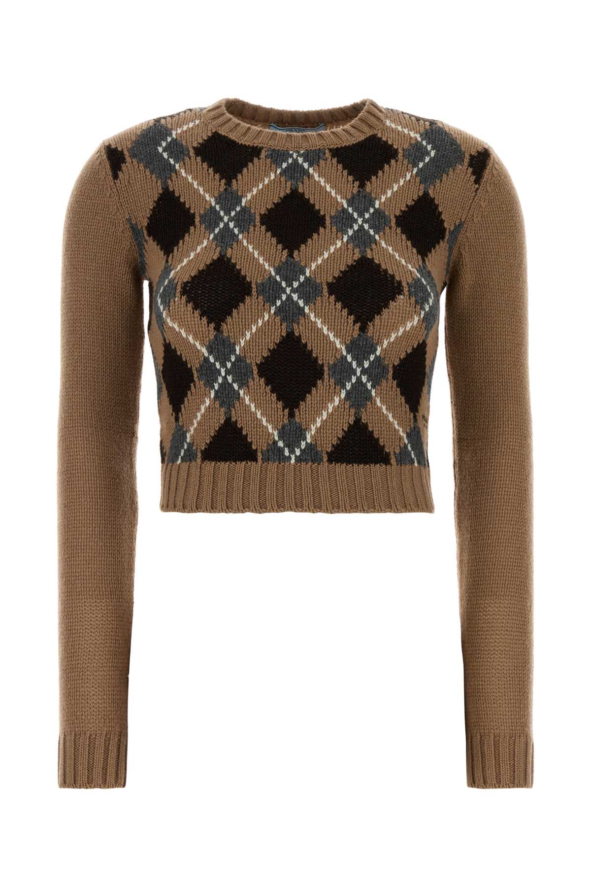 Prada Crew Neck Sweater In Brown