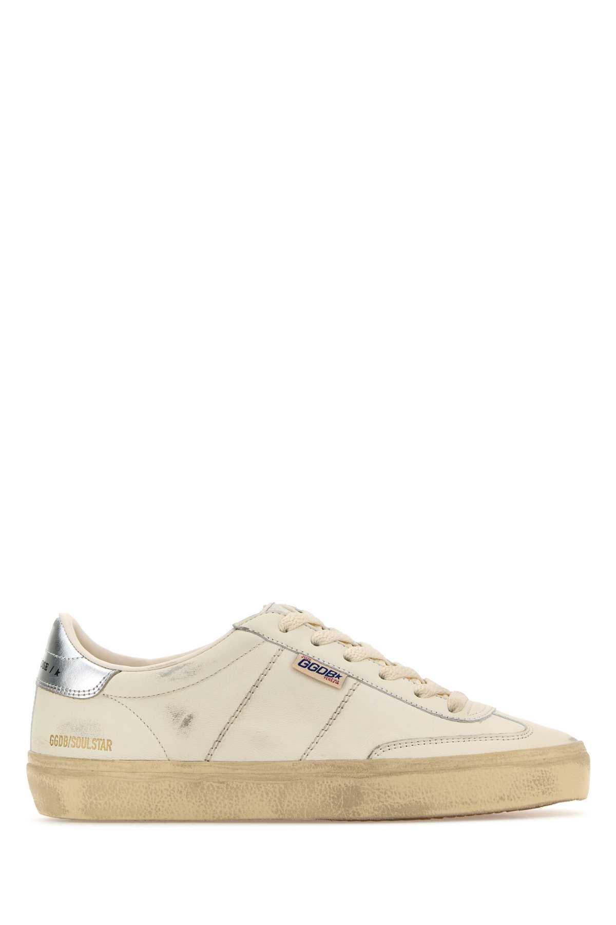 Shop Golden Goose White Leather Soul Star Sneakers In Whitesilver