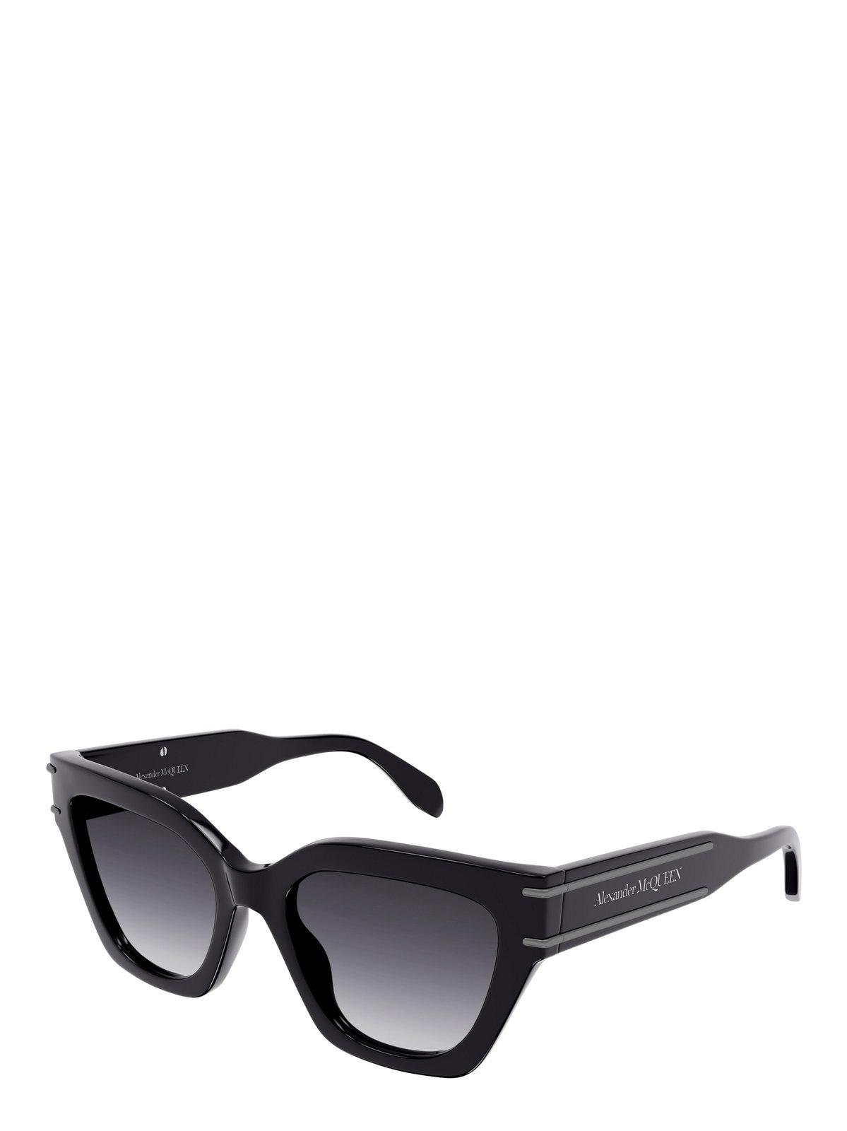 Shop Alexander Mcqueen Cat-eye Frame Sunglasses In 001 Black Black Grey