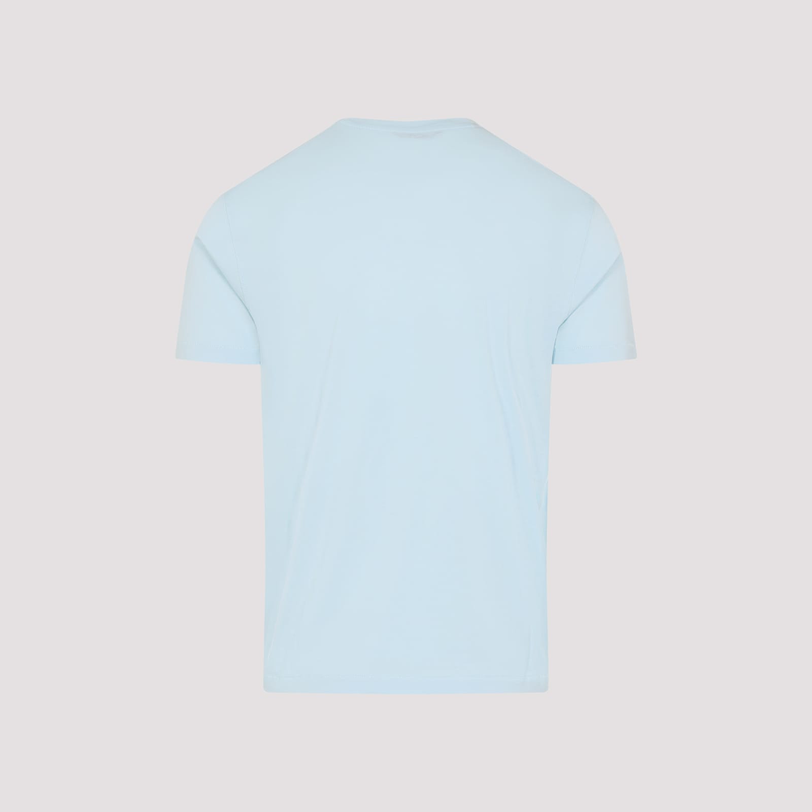 Tom Ford Mens Brand-embroidery Crewneck Woven T-shirt Glass Blue In Glass Blue