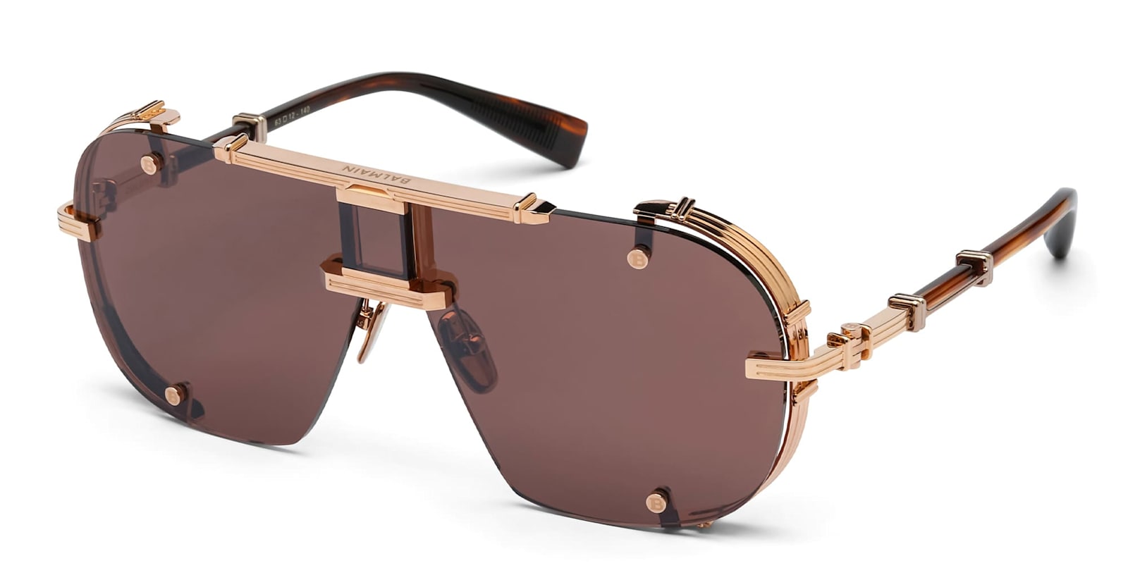 Balmain Colonel - Rose Gold / Brown Swirl Sunglasses In Brown/gold