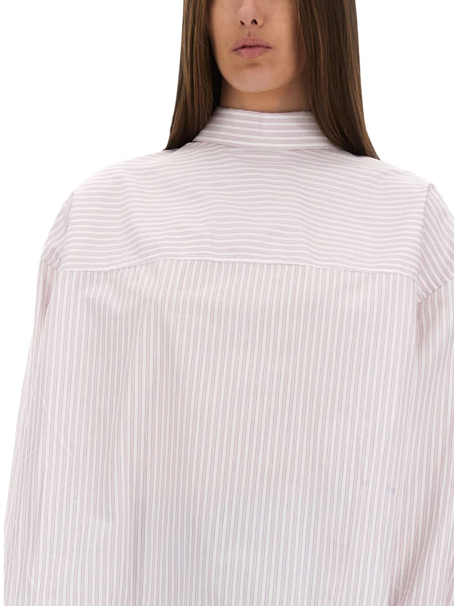 Victoria Beckham Bow Detail Oversized Striped Blouse