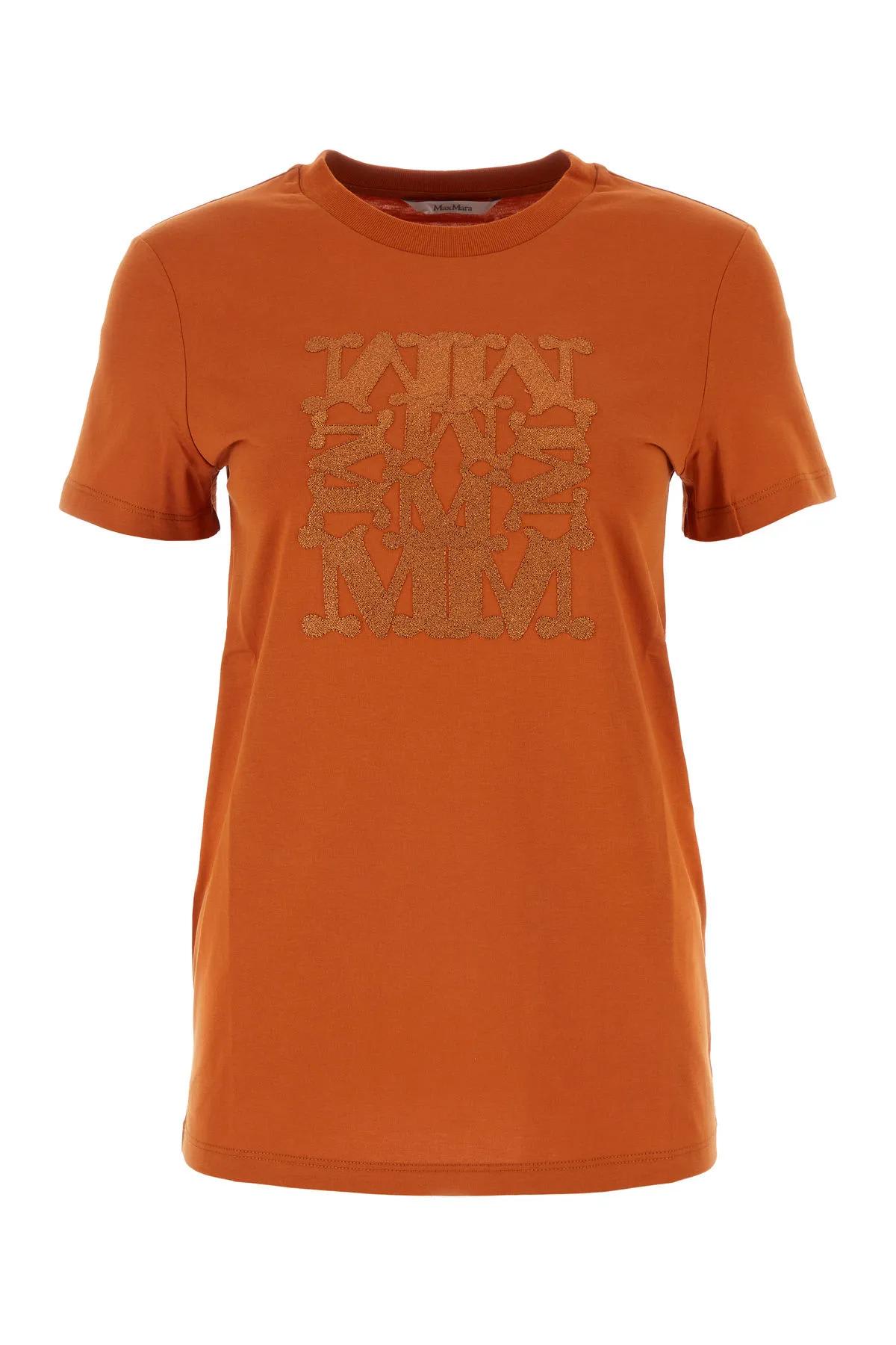 Shop Max Mara Dark Orange Cotton Taverna T-shirt In Brown